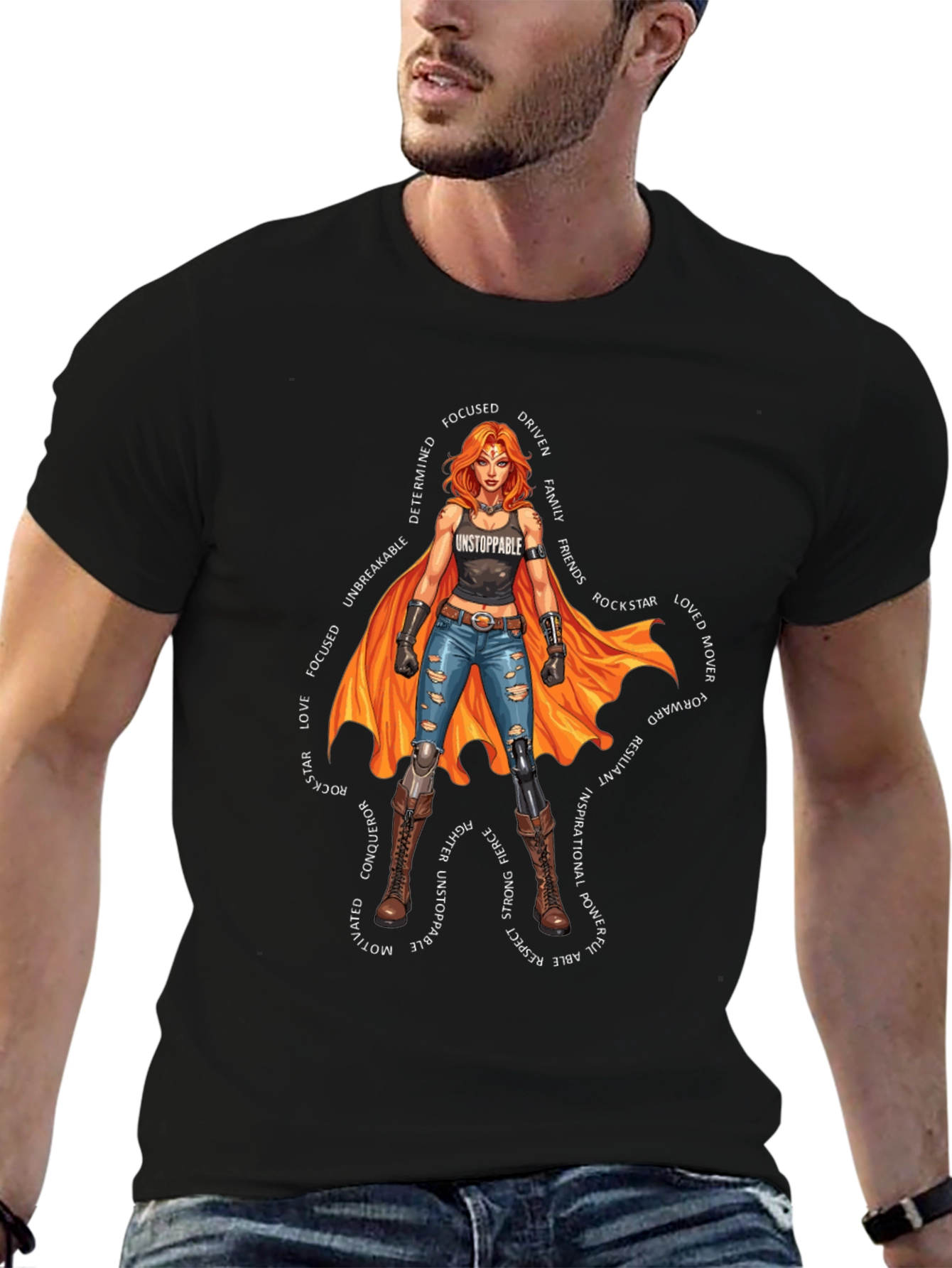 Black Unstoppable Woman Graphic T-Shirt view 6