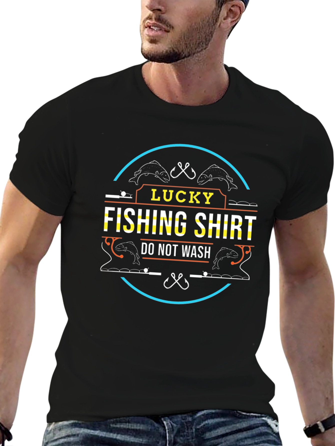 Black Lucky Fishing Shirt - Men's Graphic Tee view 6
