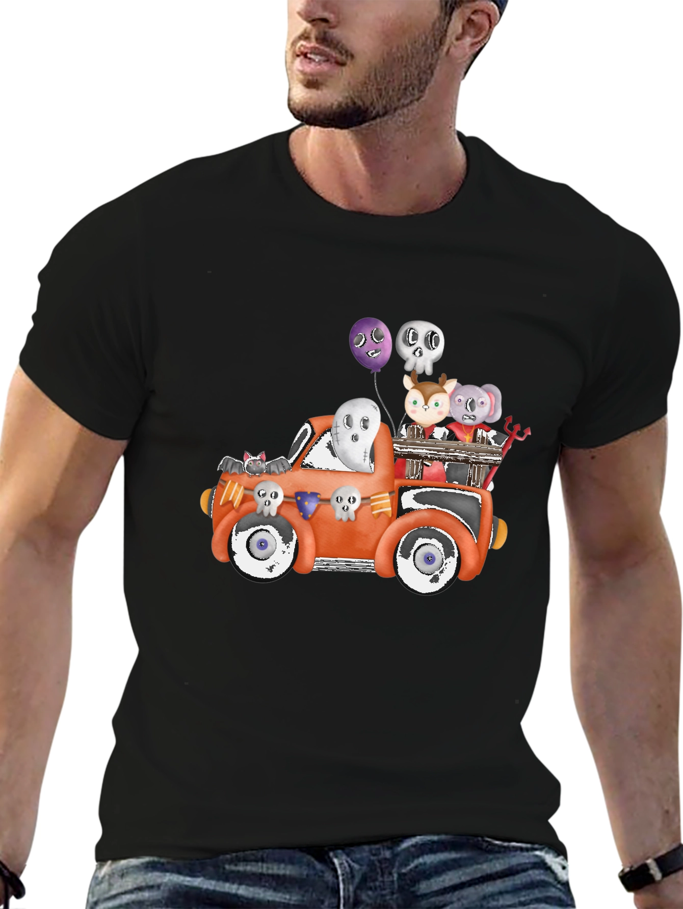 Black Halloween Animal Truck Tee view 6