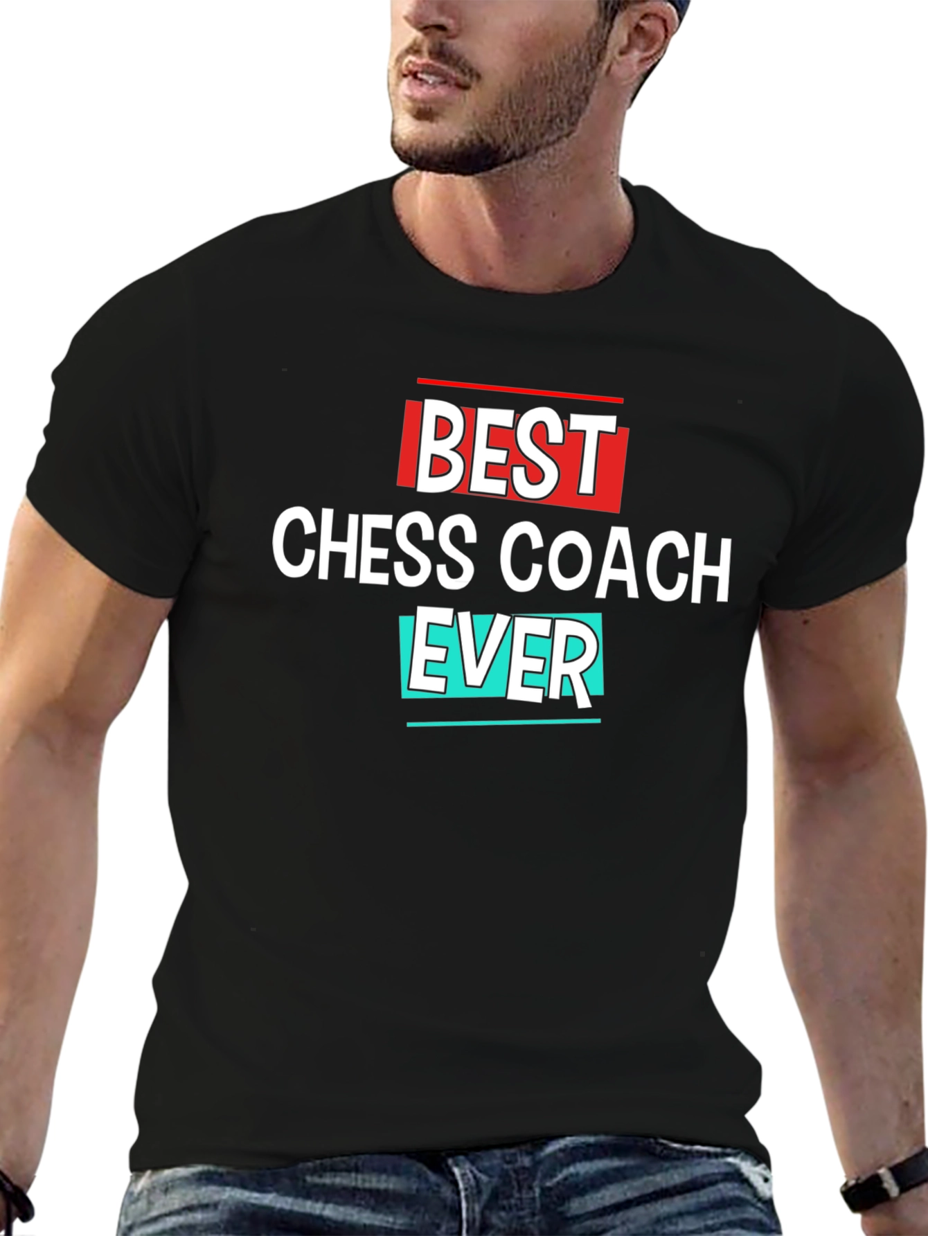 Black Best Chess Coach Ever T-Shirt - Great Gift! view 6