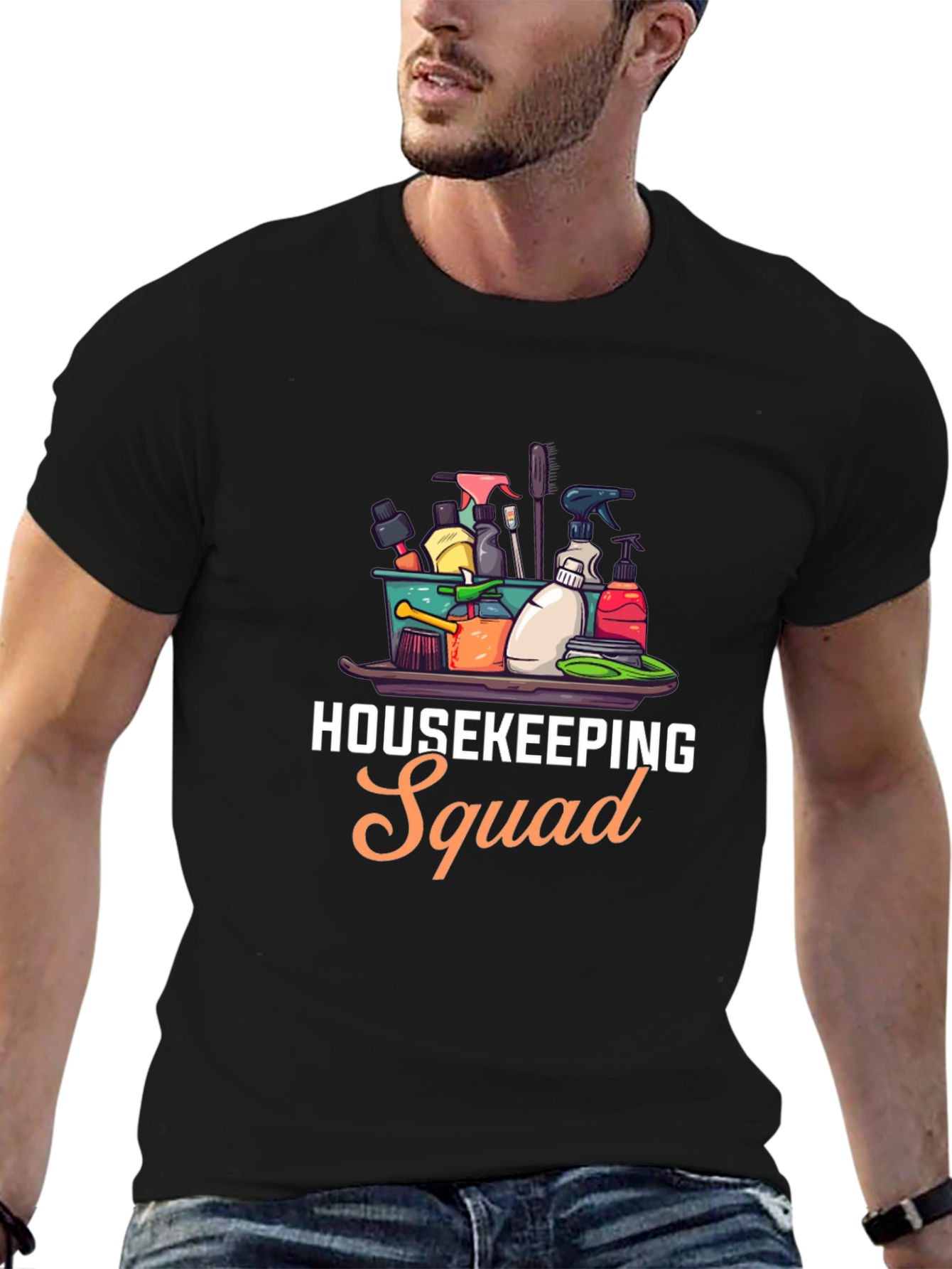 Black Housekeeping Squad Graphic Black T-Shirt view 6