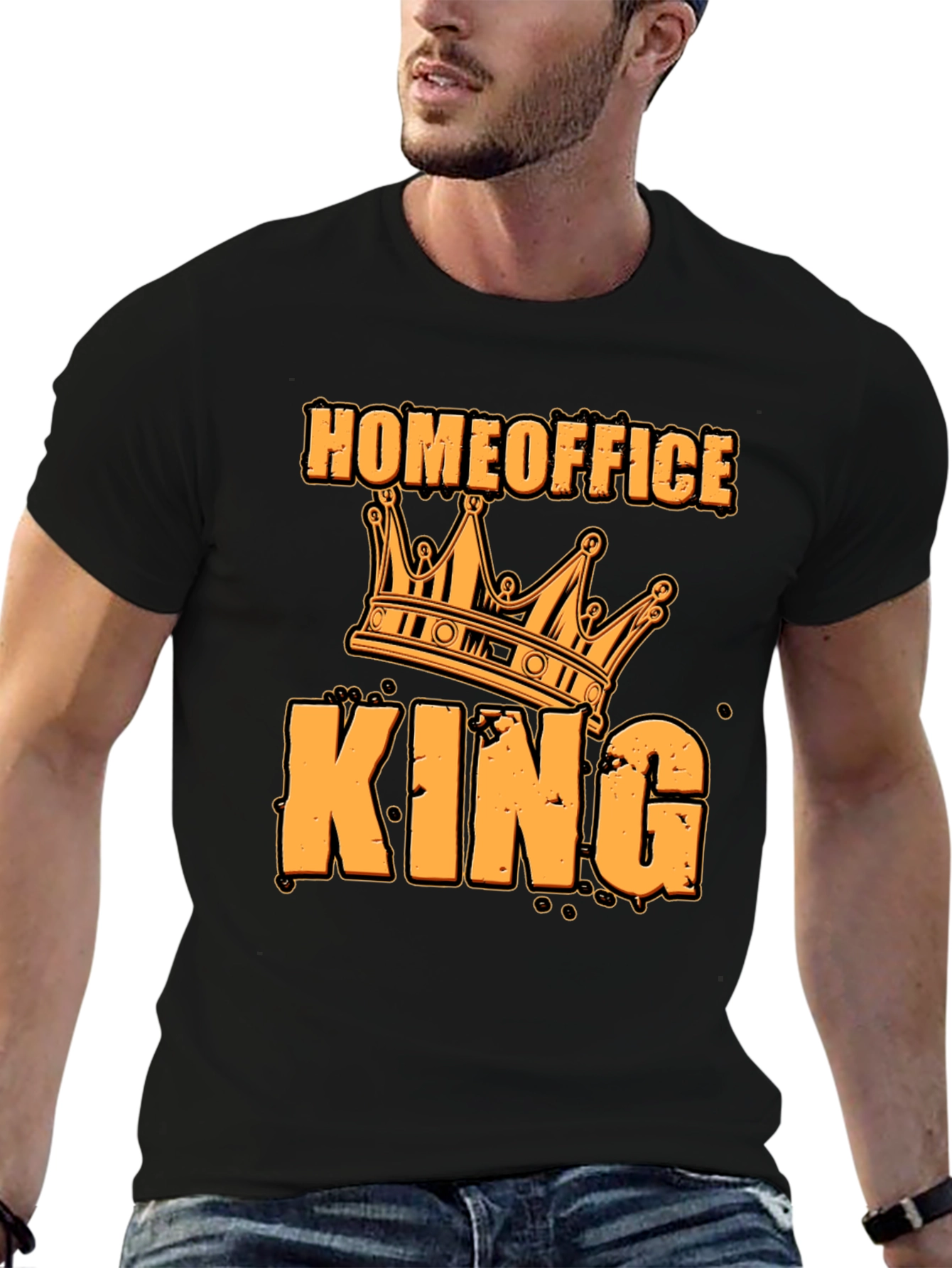 Black Home Office King T-Shirt - Funny Work From Home Tee view 6