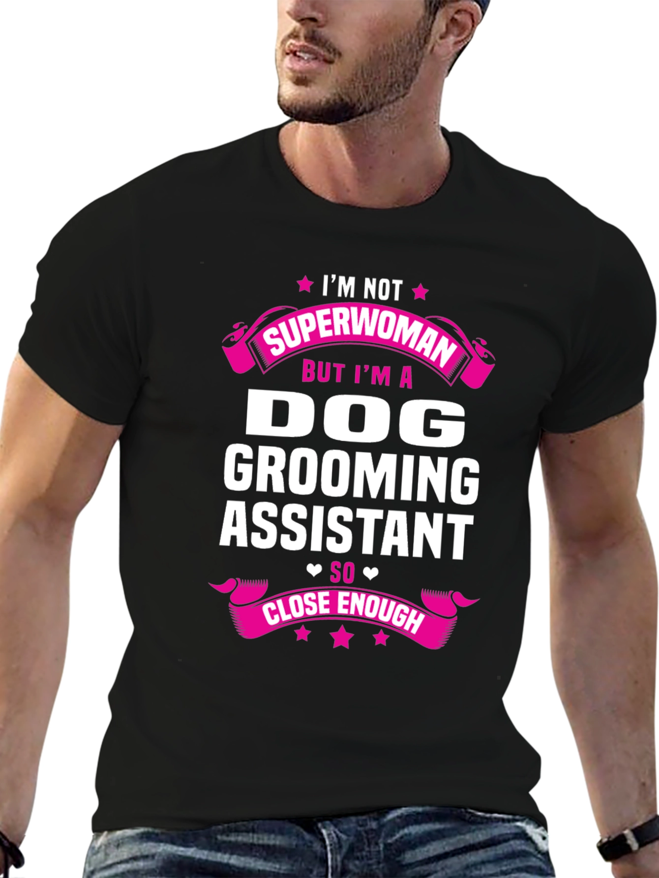 Black Dog Grooming Assistant T-Shirt - Superwoman Funny Tee view 6