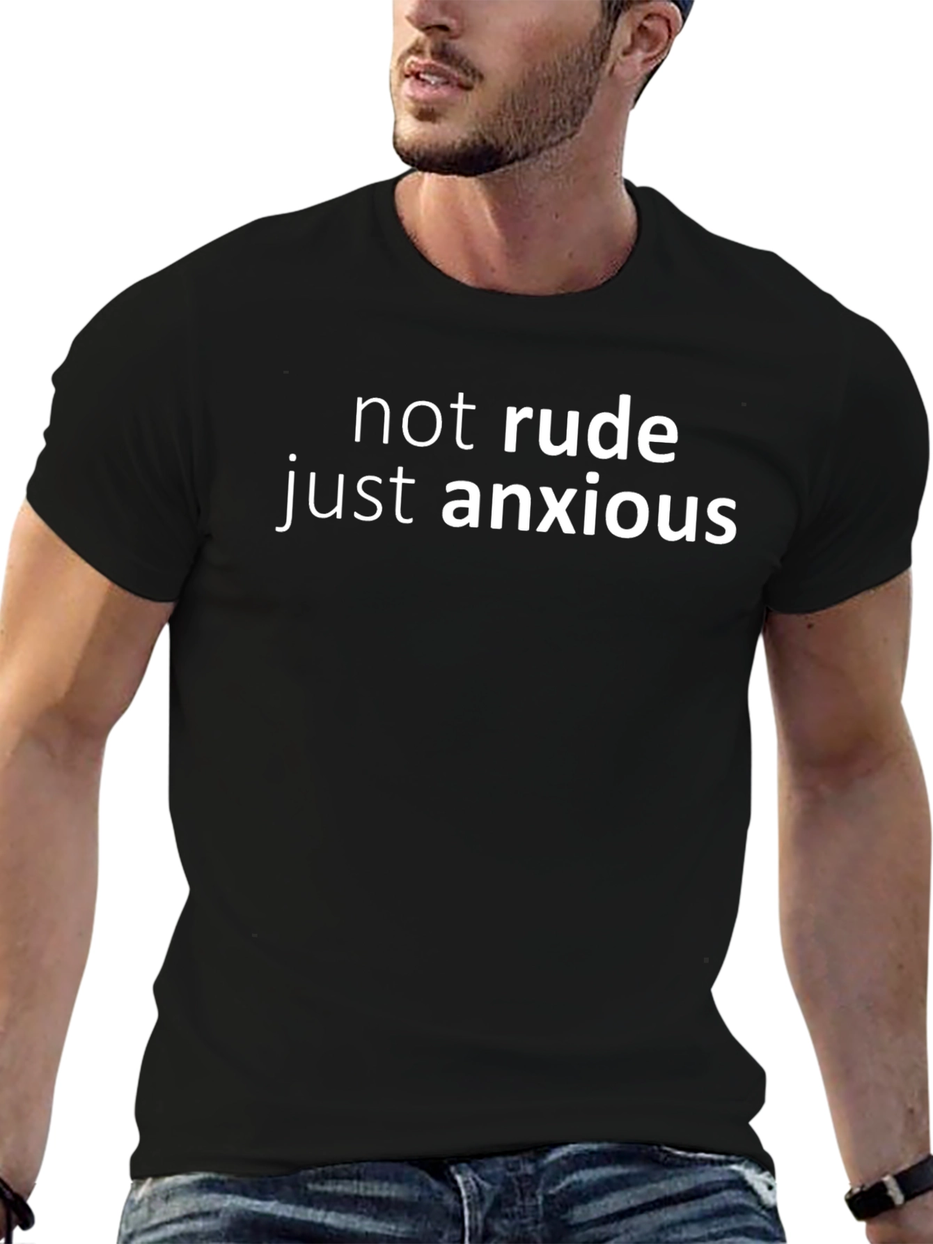 Black Anxious Graphic Tee - Soft Cotton Casual Shirt view 6