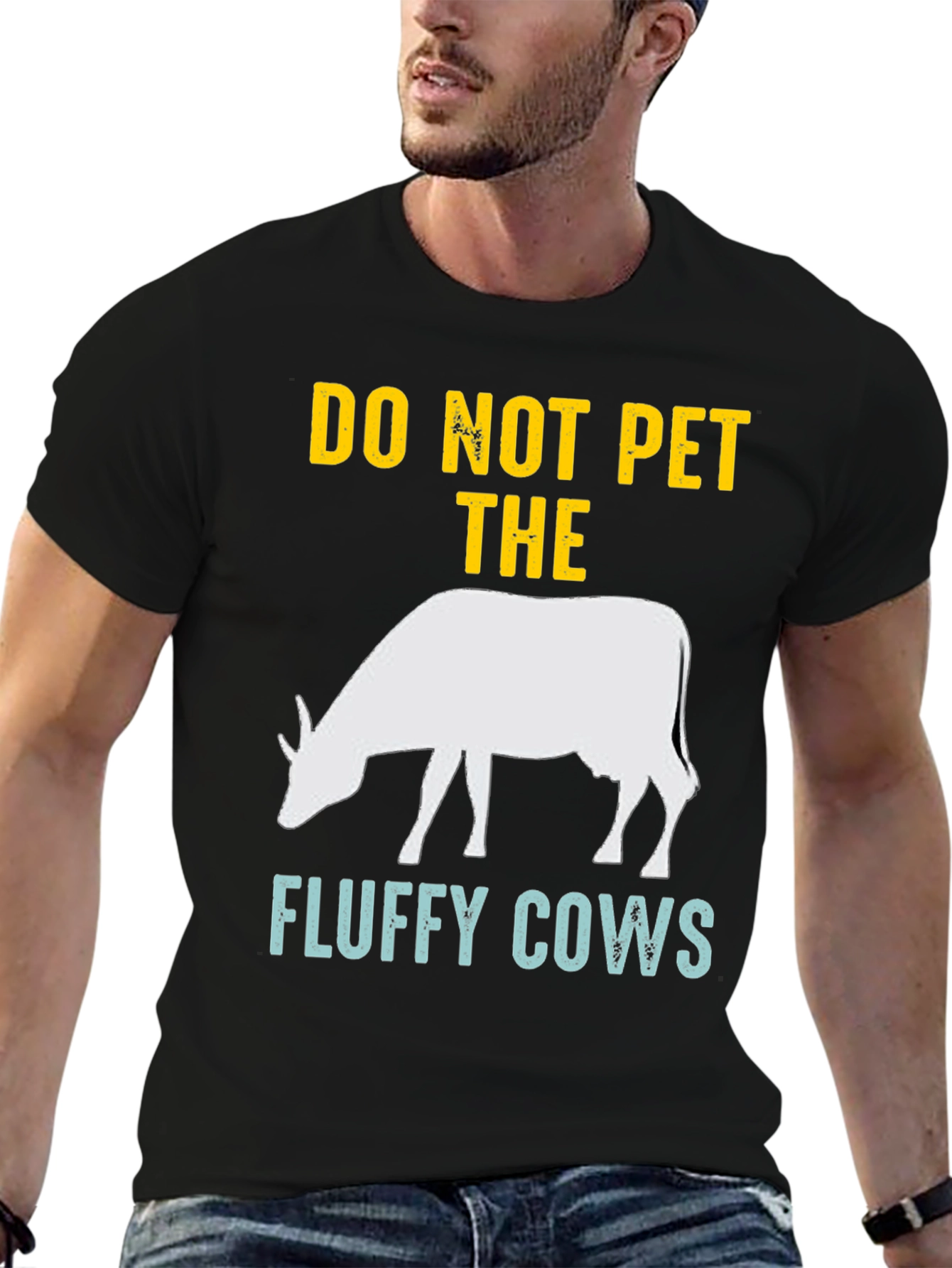 Black Do Not Pet The Fluffy Cows Graphic Tee view 6