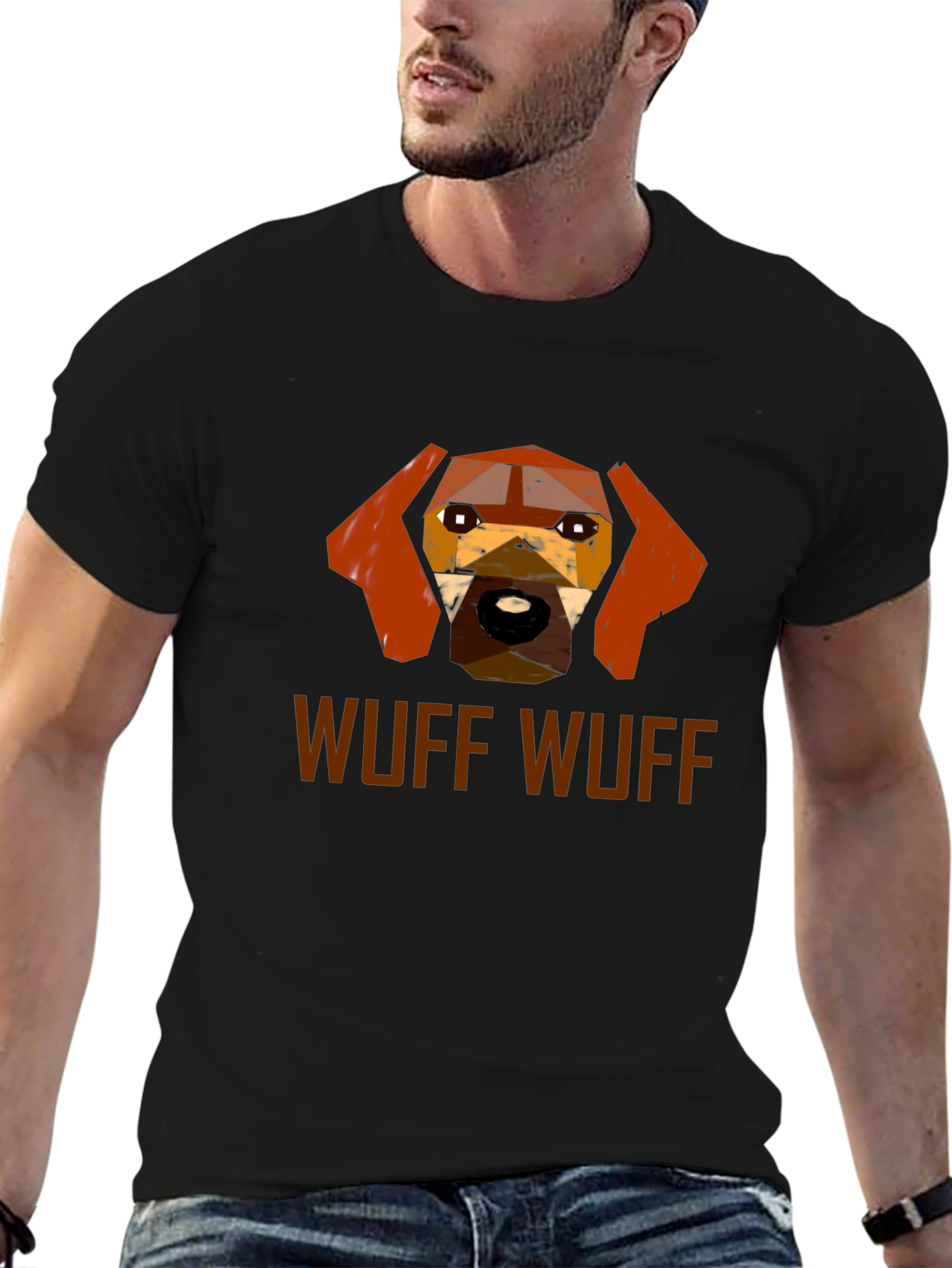 Geometric Dog T-Shirt - "Wuff Wuff" Design - 6