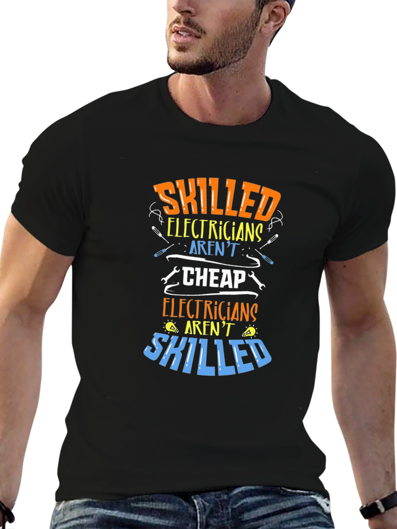 Black Skilled Electricians Graphic Tee - Aren't Cheap! view 6