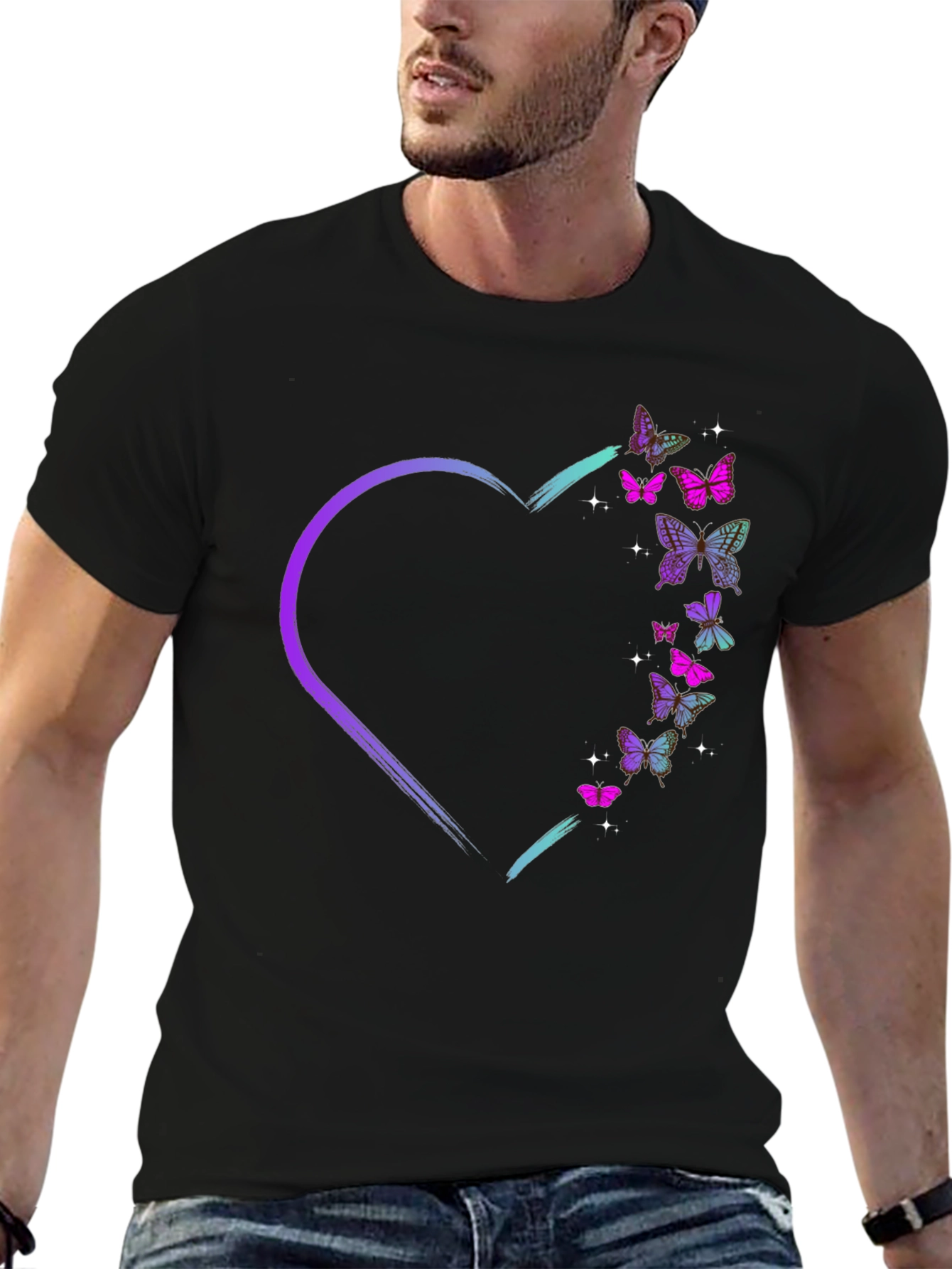 Black Butterfly Heart Graphic Tee view 6