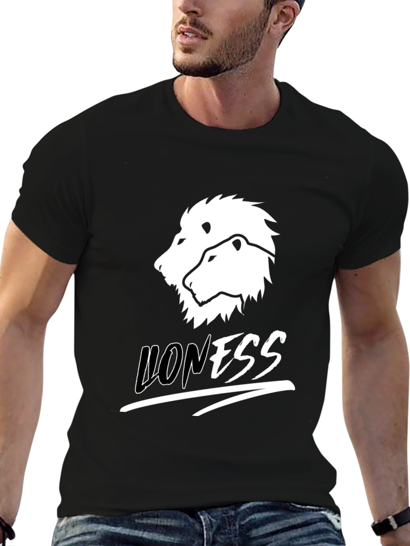 Black Lioness Graphic Print Black T-Shirt view 6