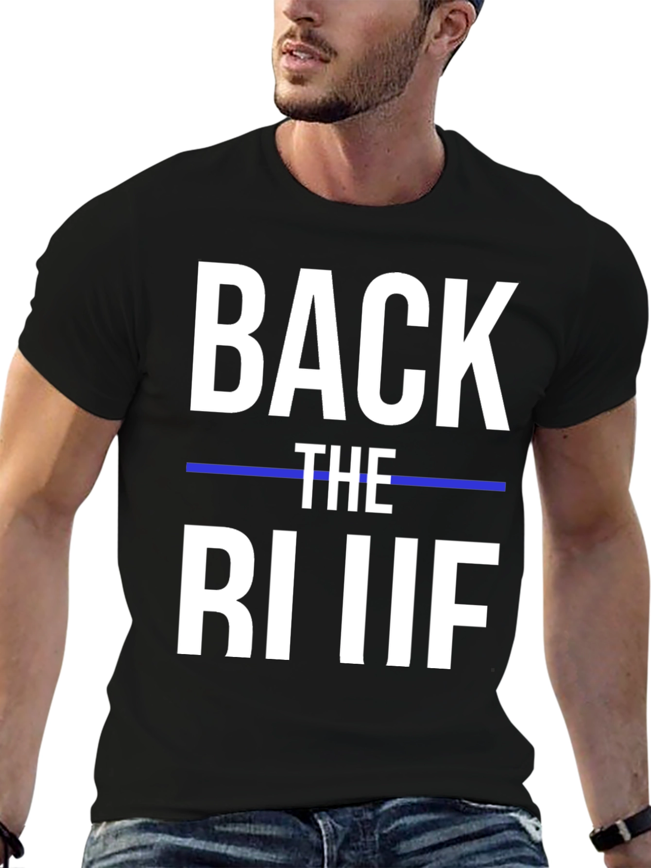 Black Back the Blue T-Shirt - Support Law Enforcement view 6