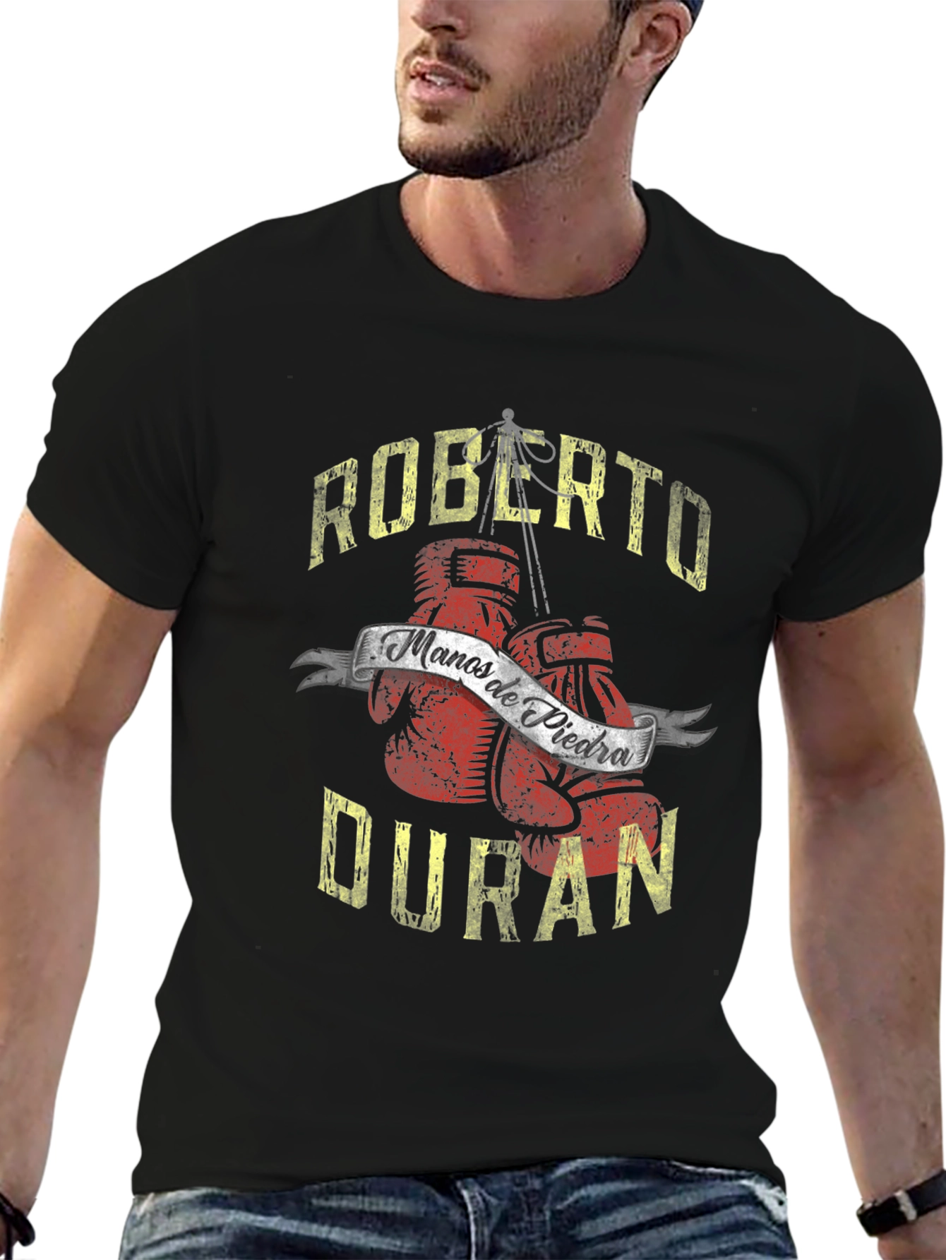 Black Roberto Duran Boxing T-Shirt view 6