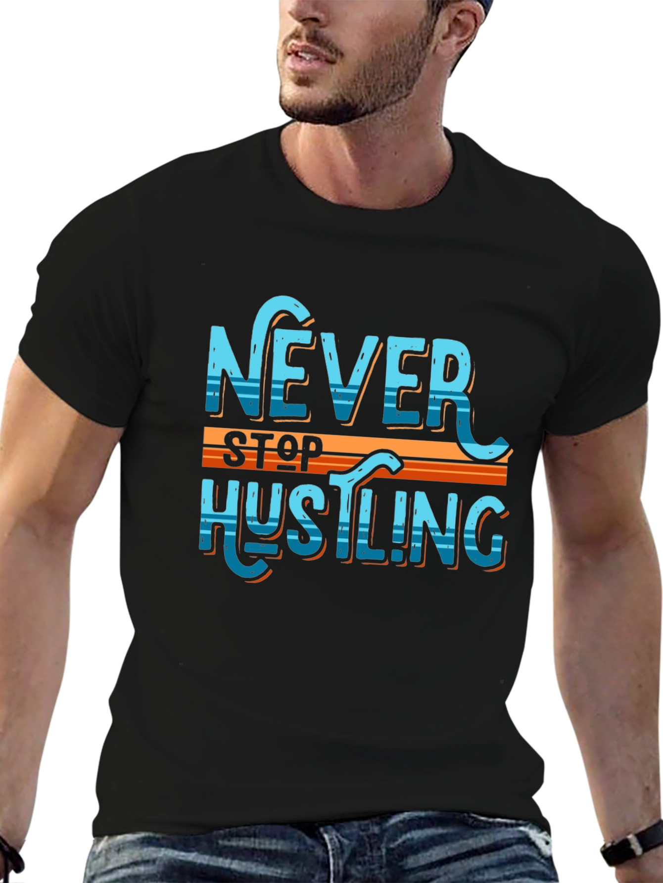 Black Never Stop Hustling Graphic Tee view 6