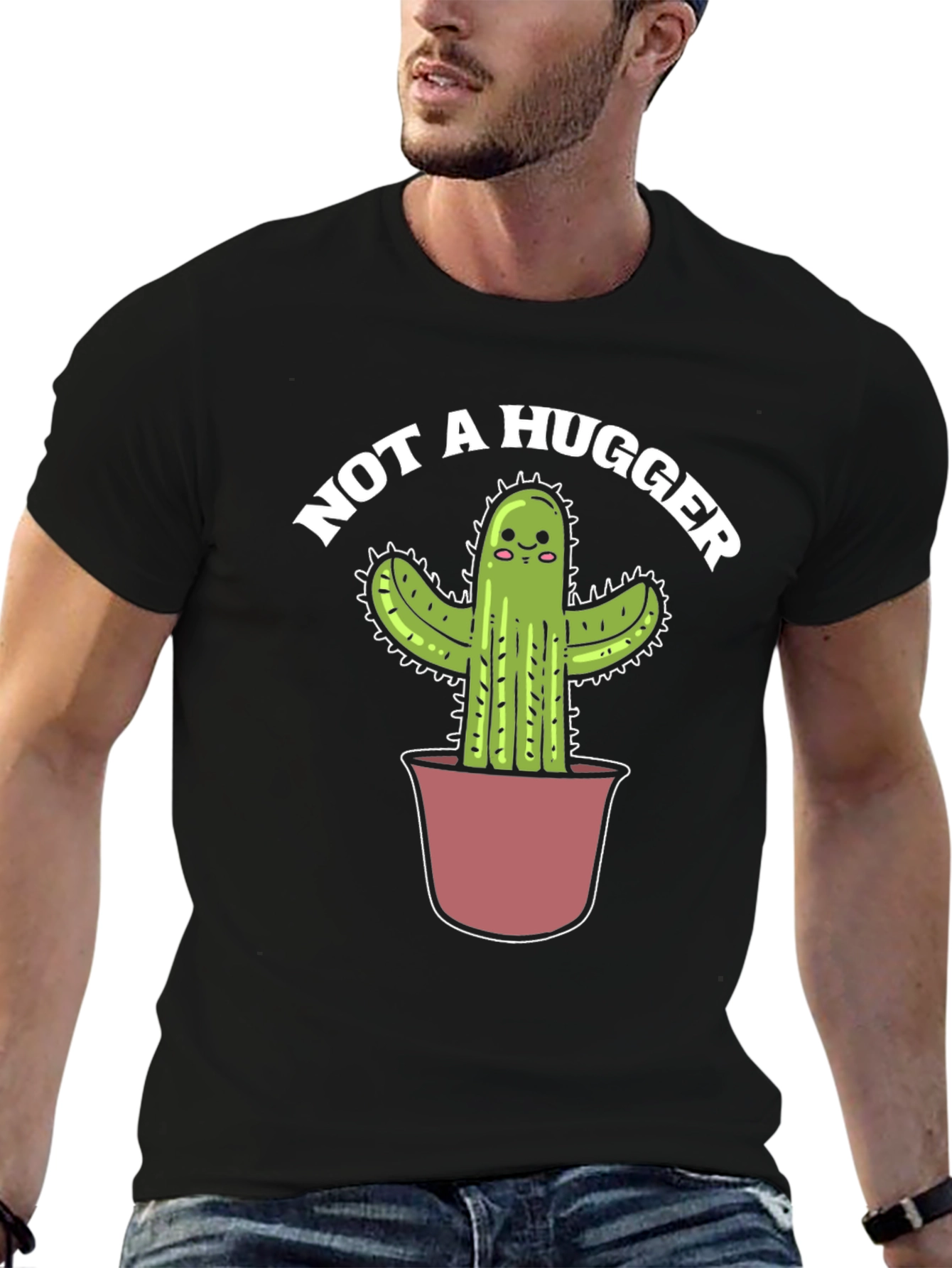 Black Not A Hugger Cactus Graphic Tee view 6