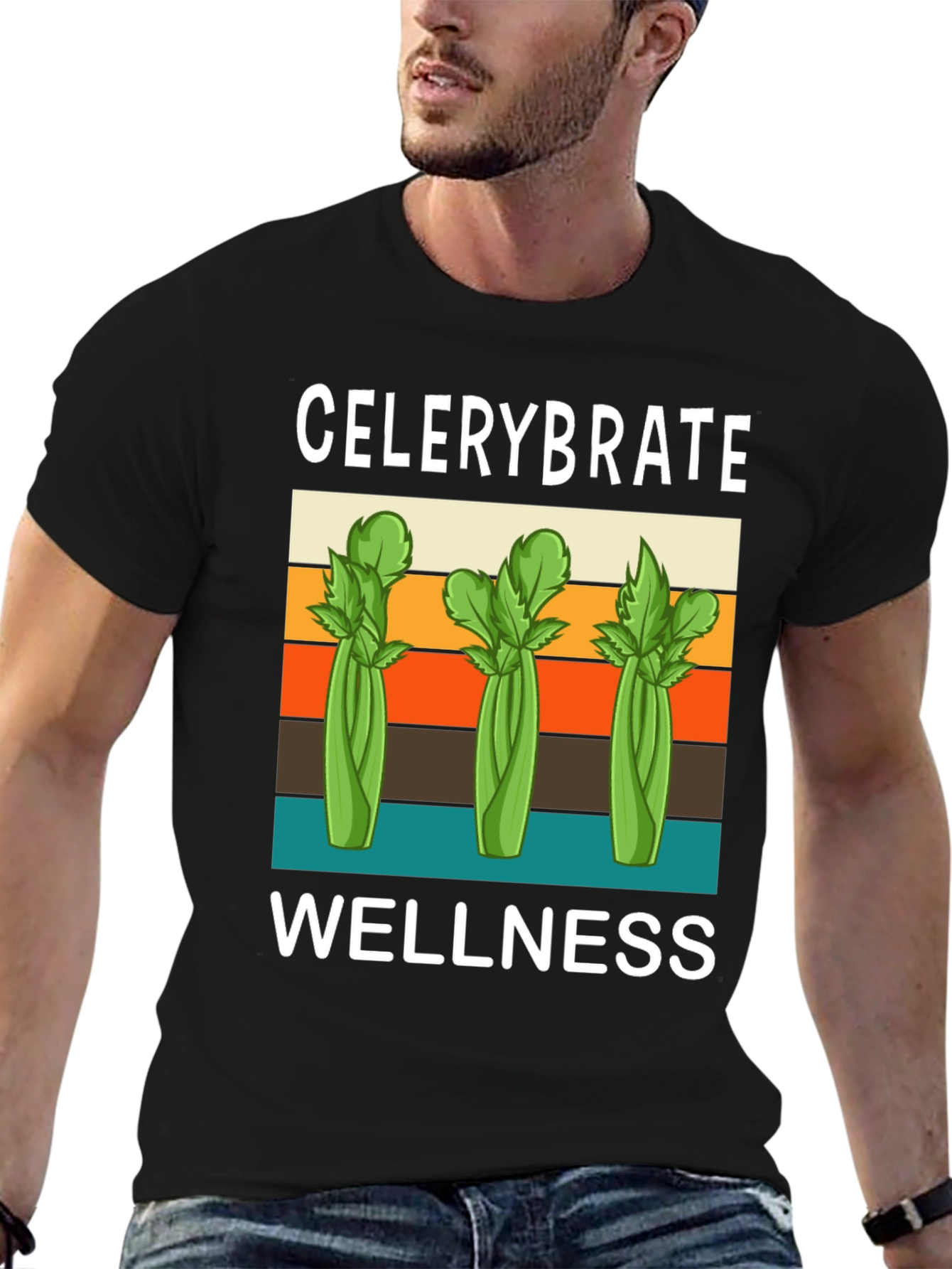 Black Celerybrate Wellness T-Shirt - Retro Style view 6