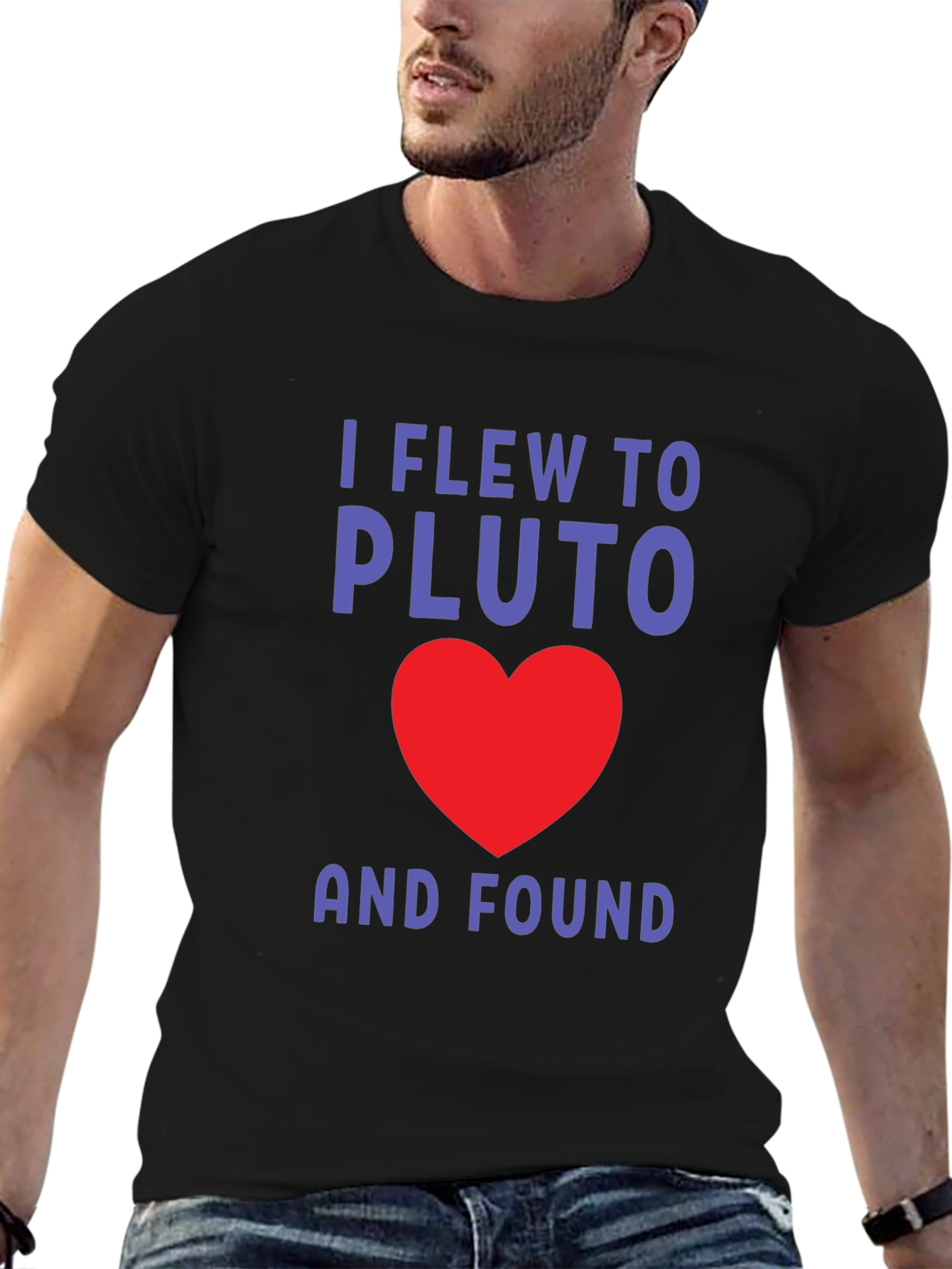 Black I Flew to Pluto and Found Love T-Shirt view 6