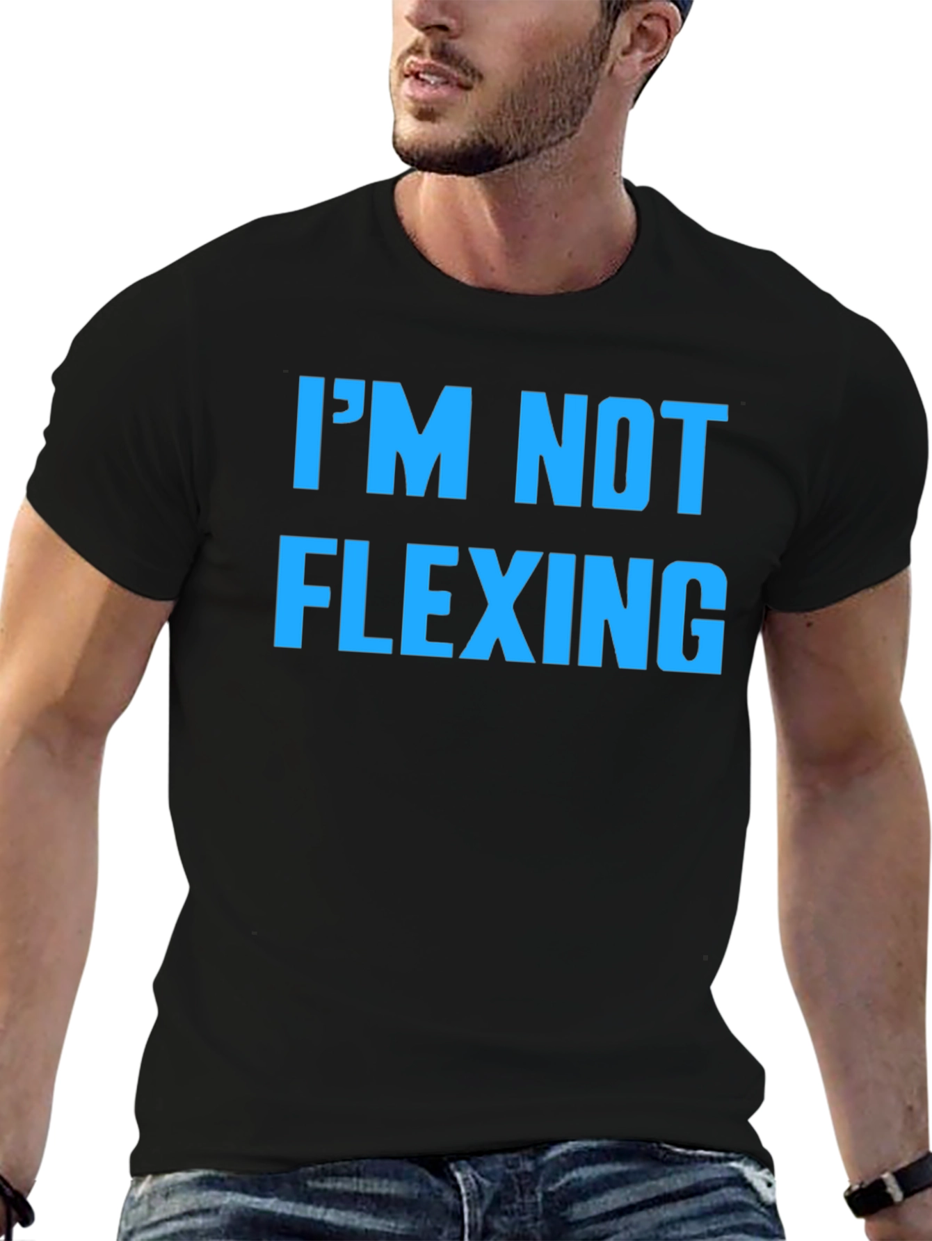 Black I'm Not Flexing Graphic Tee - Black view 6