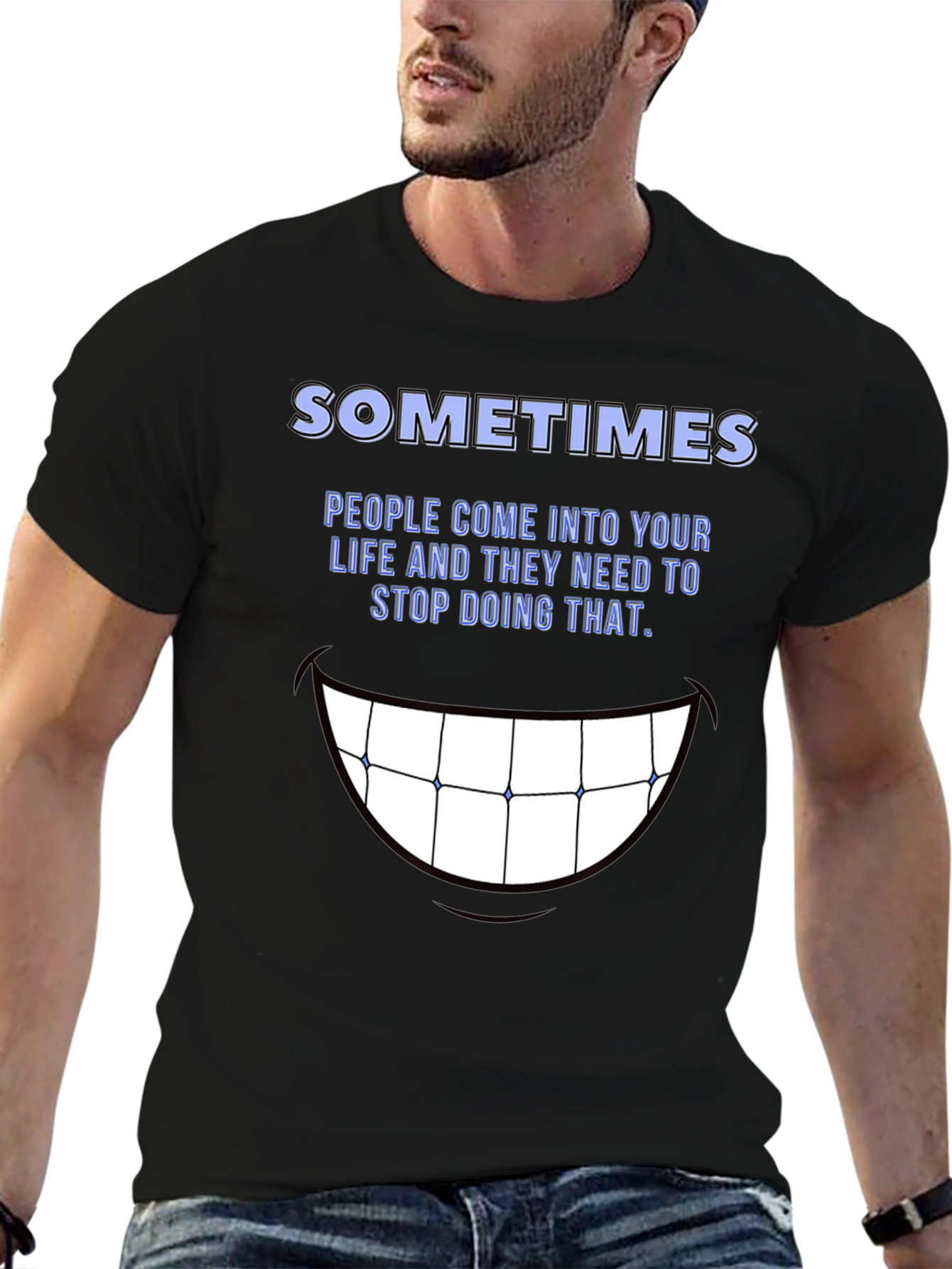 Black SOMETIMES Graphic Tee - Stop Doing That Funny Shirt view 6