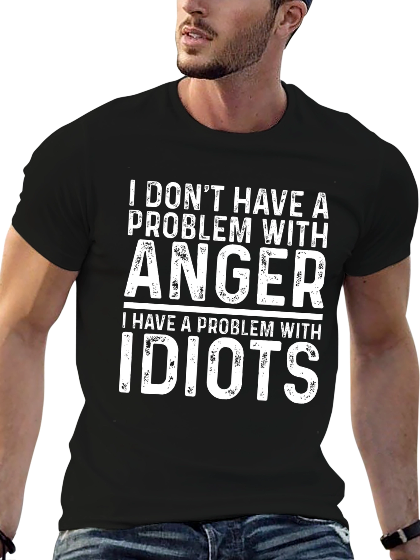 Black Humorous "I Don't Have An Anger Problem" Graphic Tee view 6