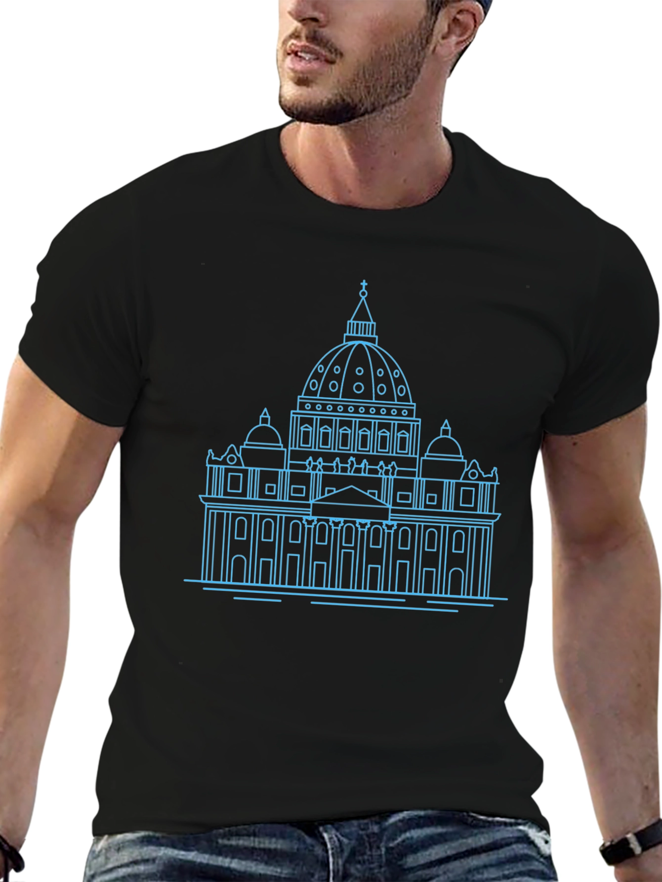 Black St. Peter's Basilica Line Art Tee view 6
