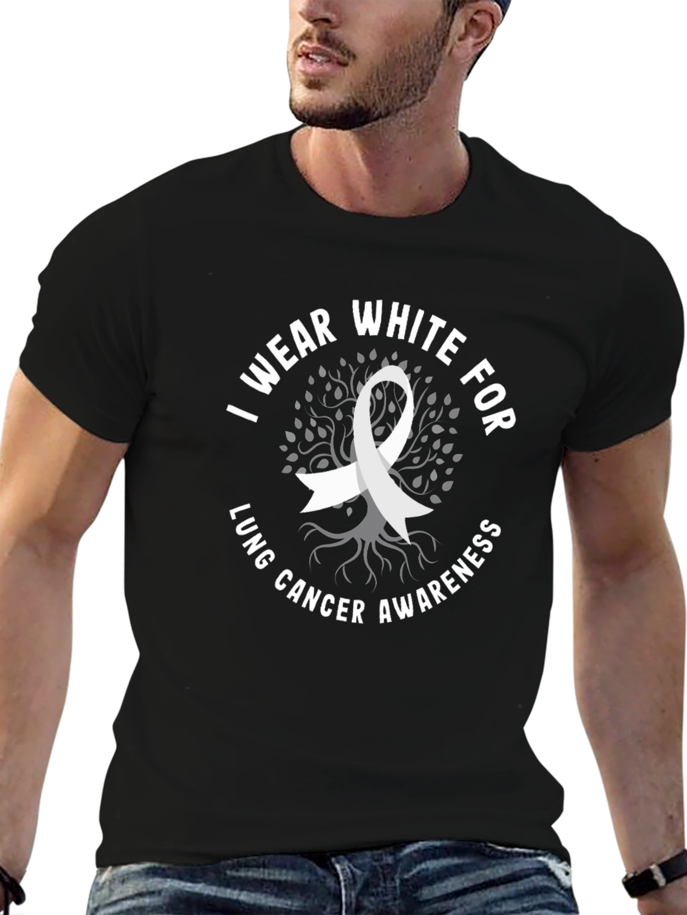 Lung Cancer Awareness Ribbon Graphic Tee - 6