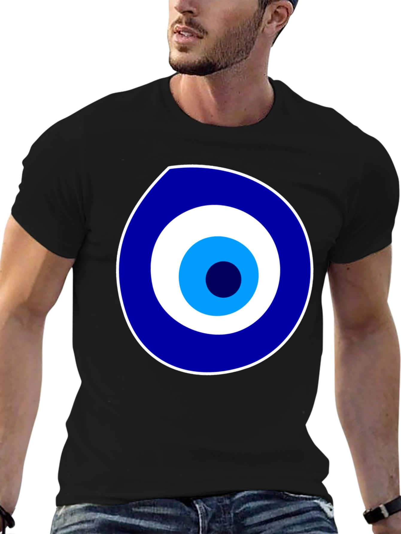 Black Evil Eye Graphic Print Black T-Shirt view 6