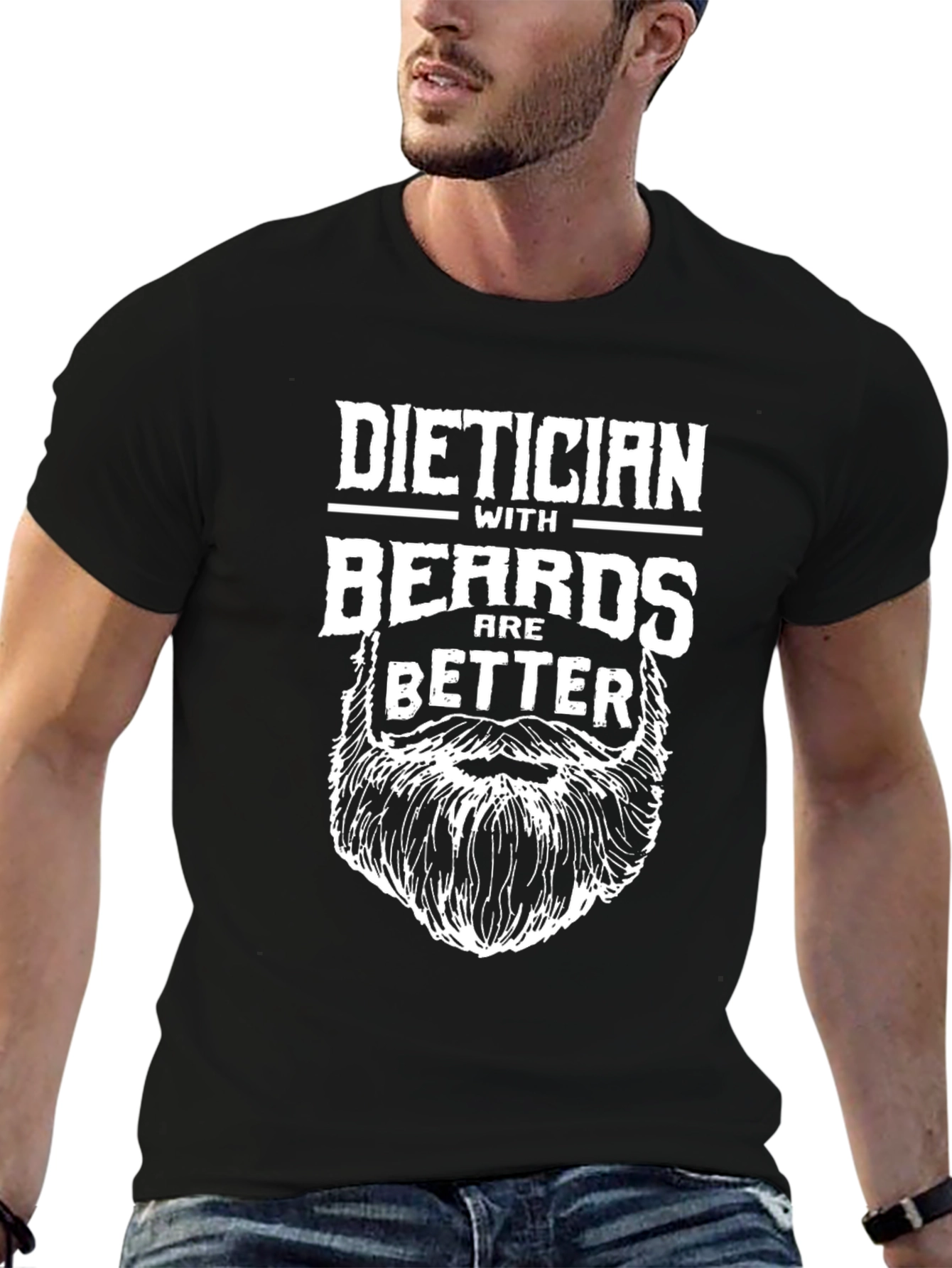 Black Dietician with Beards Graphic T-Shirt - Funny & Stylish view 6