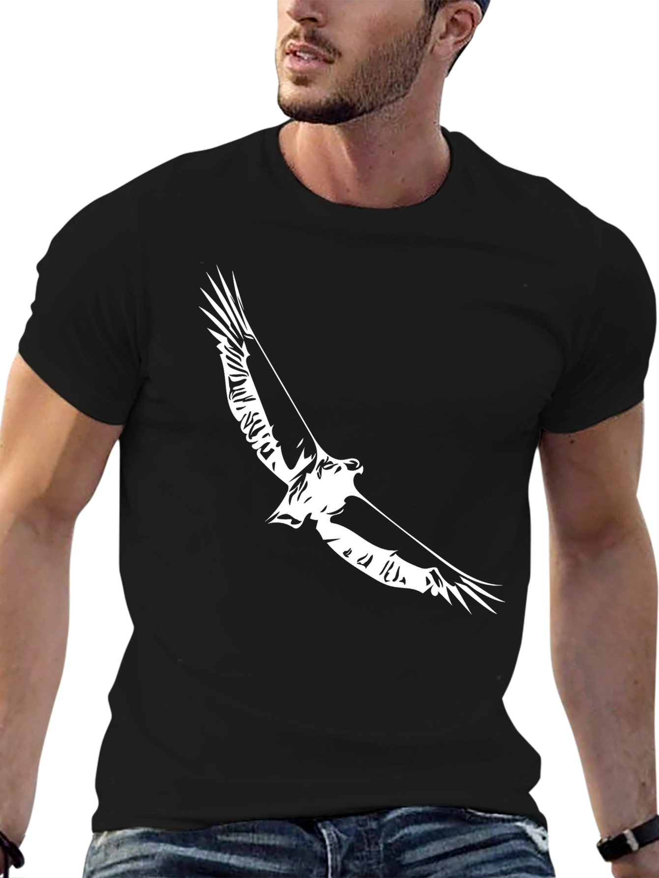 Black Black Eagle Graphic Tee - Stylish Men's T-Shirt view 6