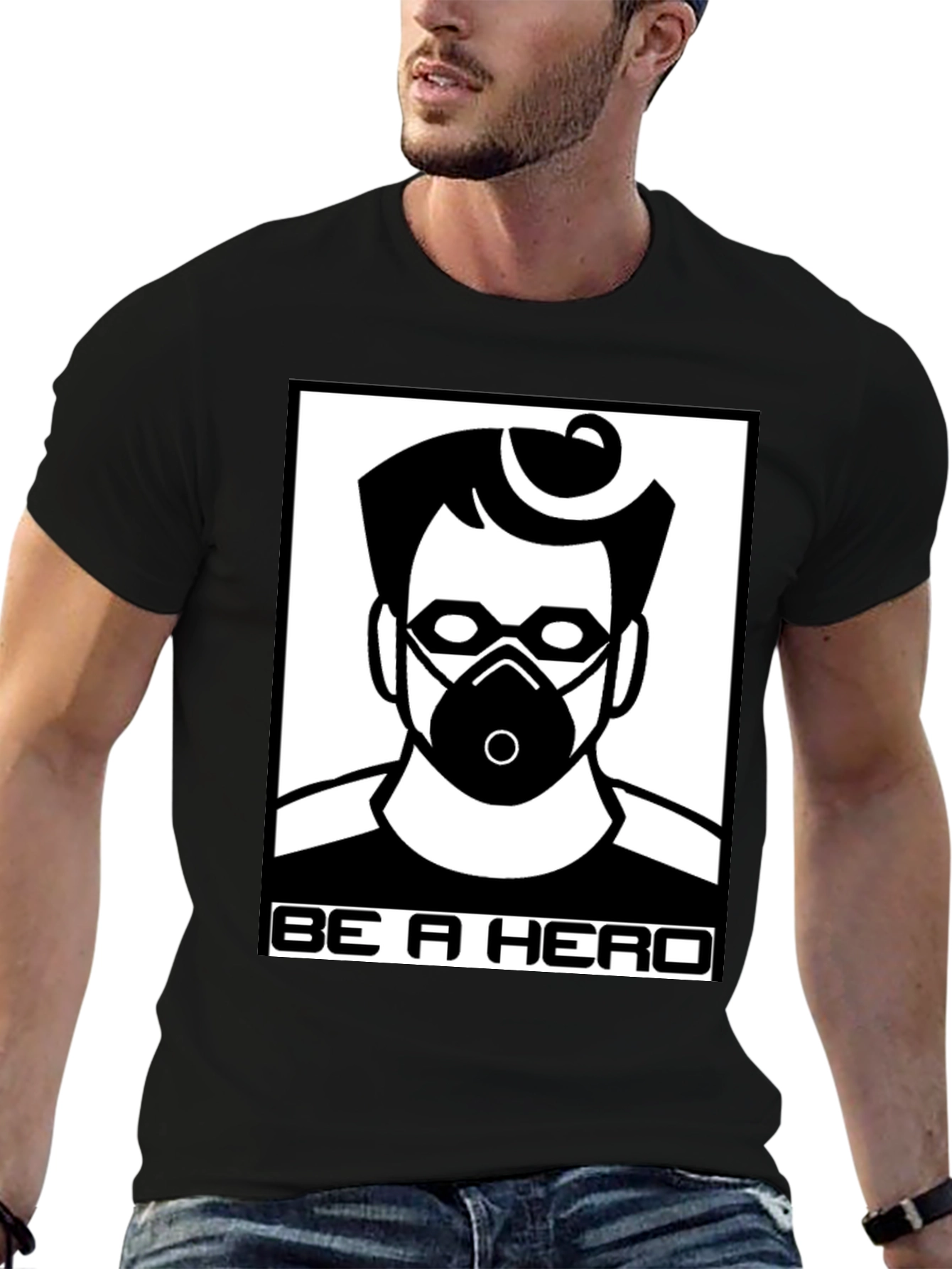 Black Be A Hero T-Shirt - Masked Hero view 6