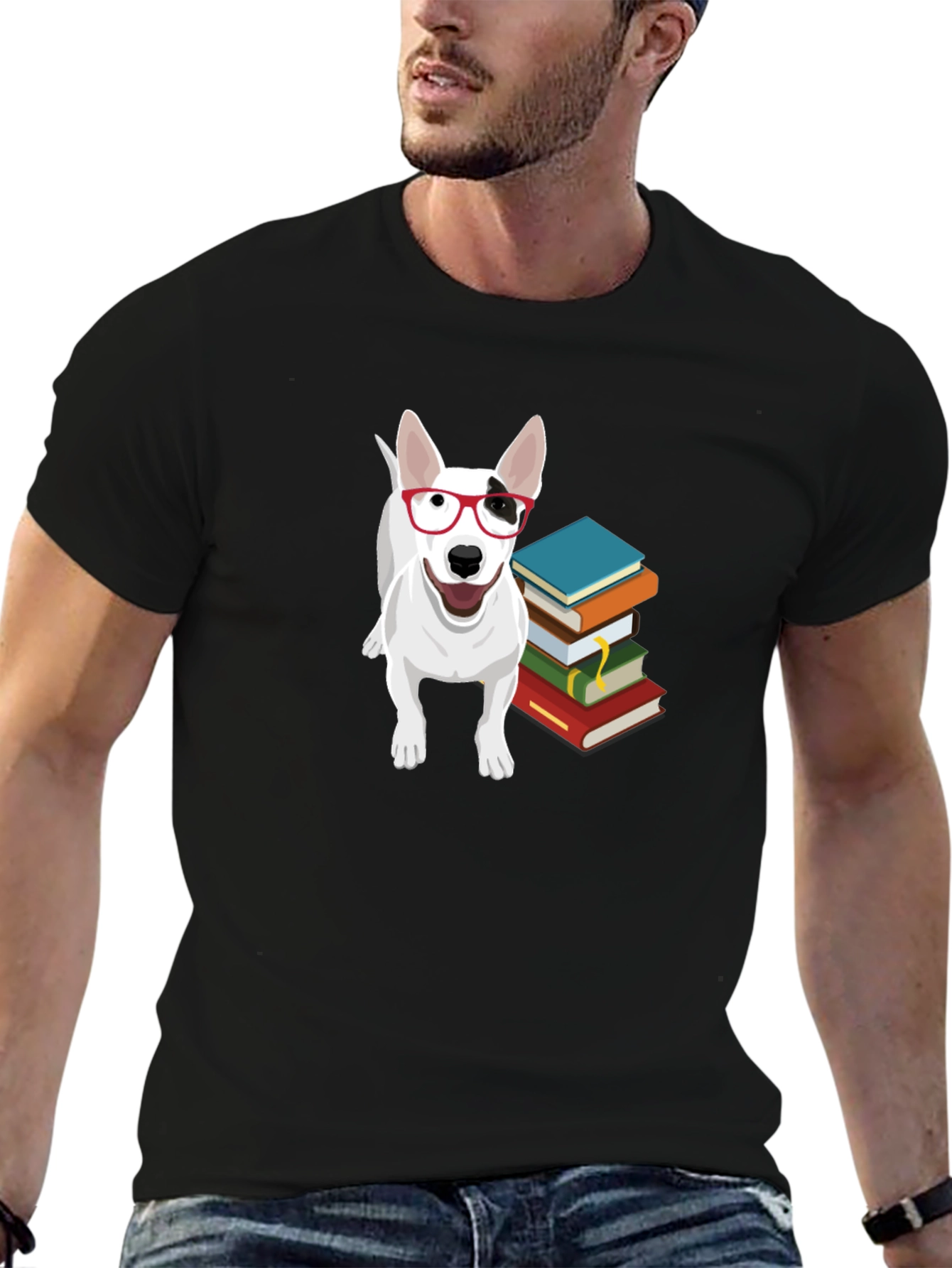 Black Dog with Glasses T-Shirt view 6