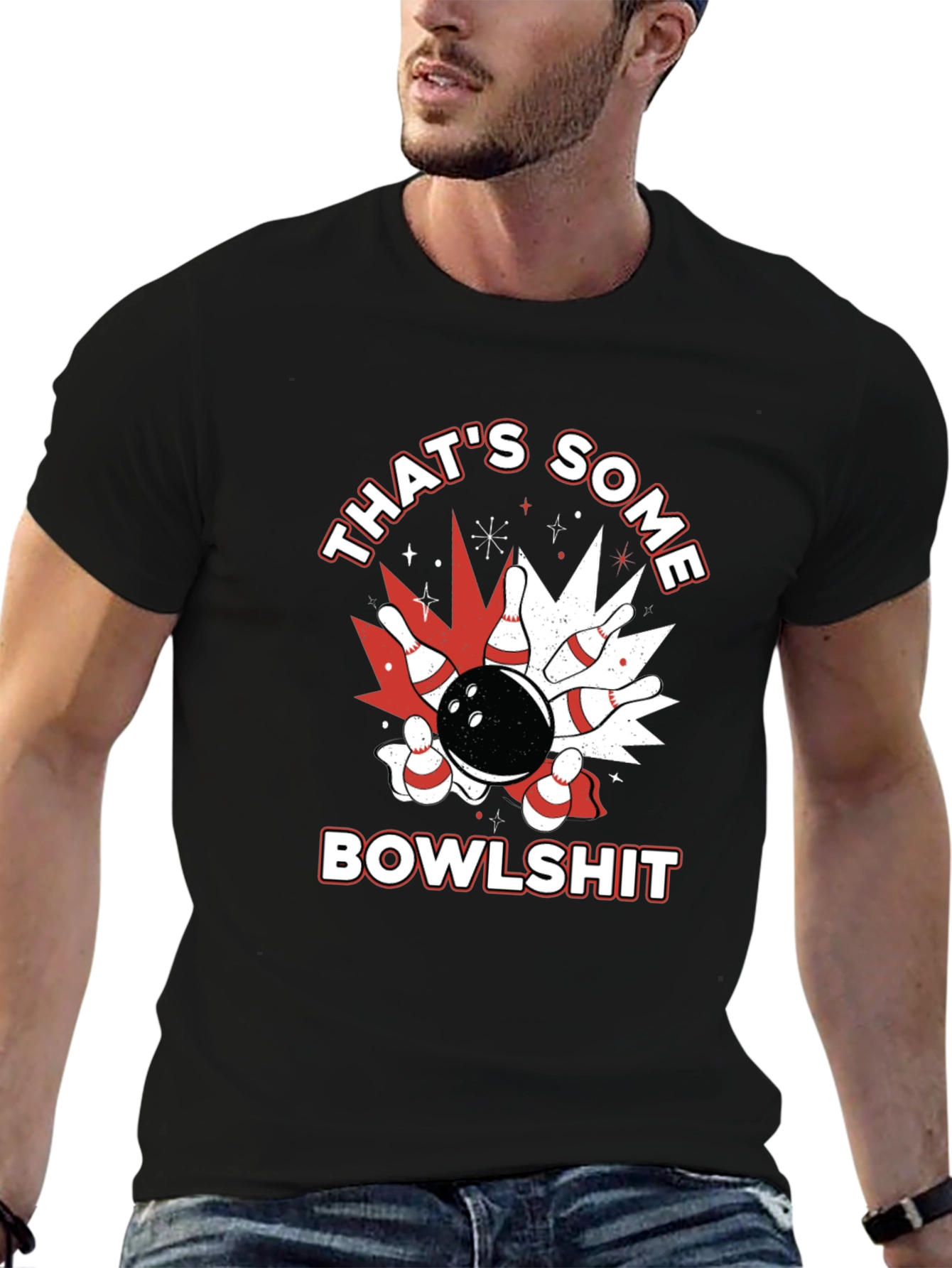 Black That's Some Bowlshit T-Shirt - Bowling Design view 6