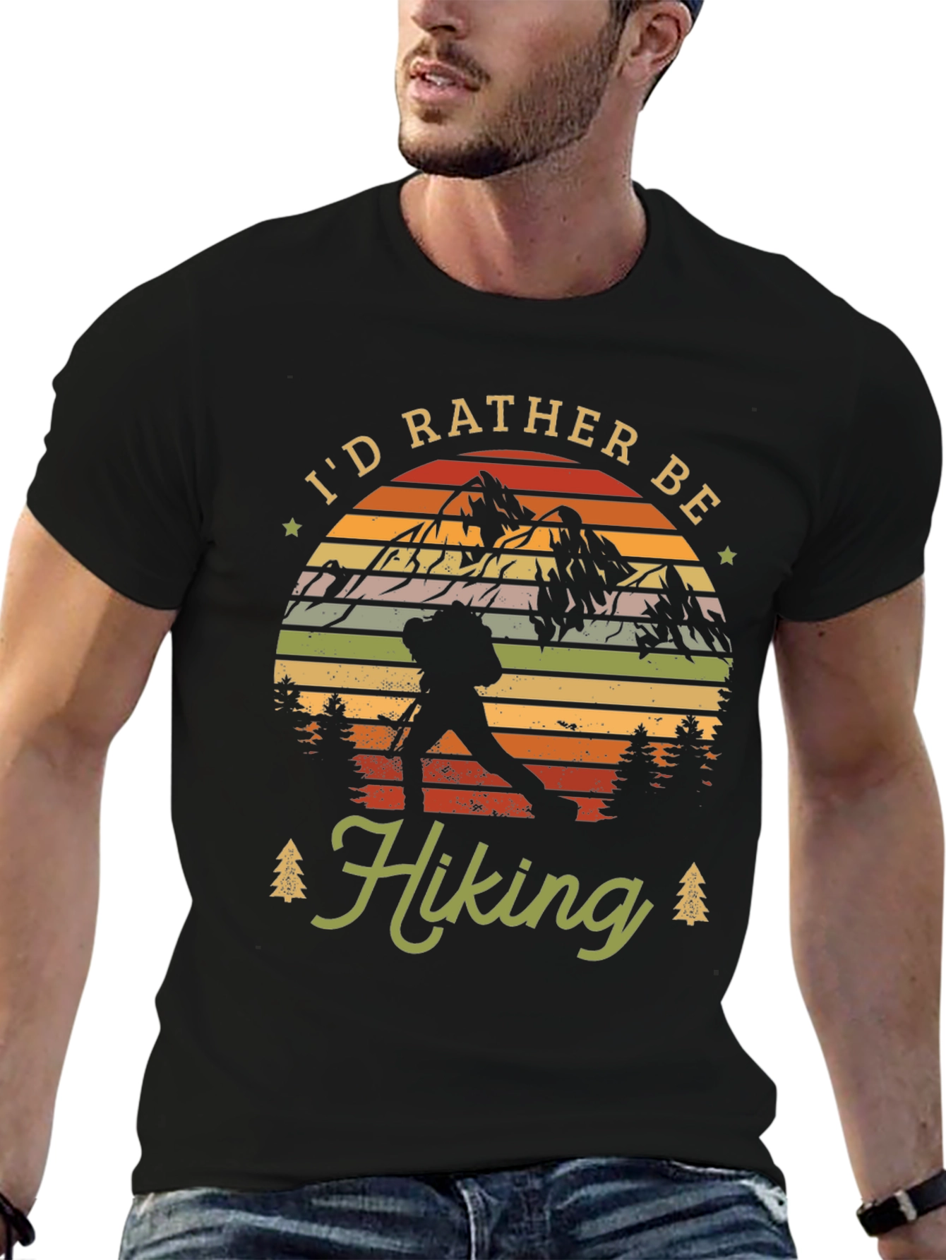 Black I'd Rather Be Hiking Graphic Tee view 6