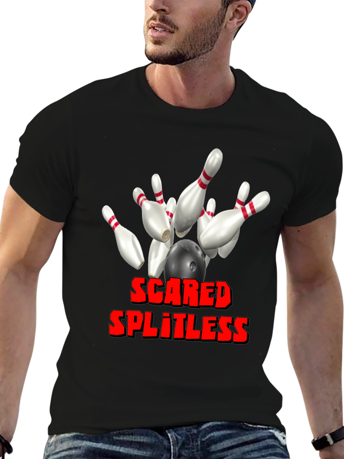 Black Scared Splitless Bowling Graphic Tee view 6
