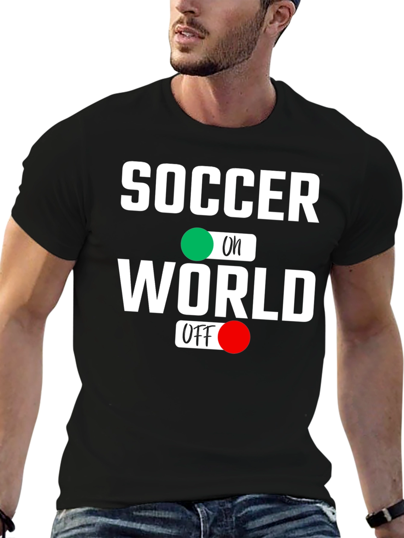 Black Soccer On World Off Graphic Tee view 6