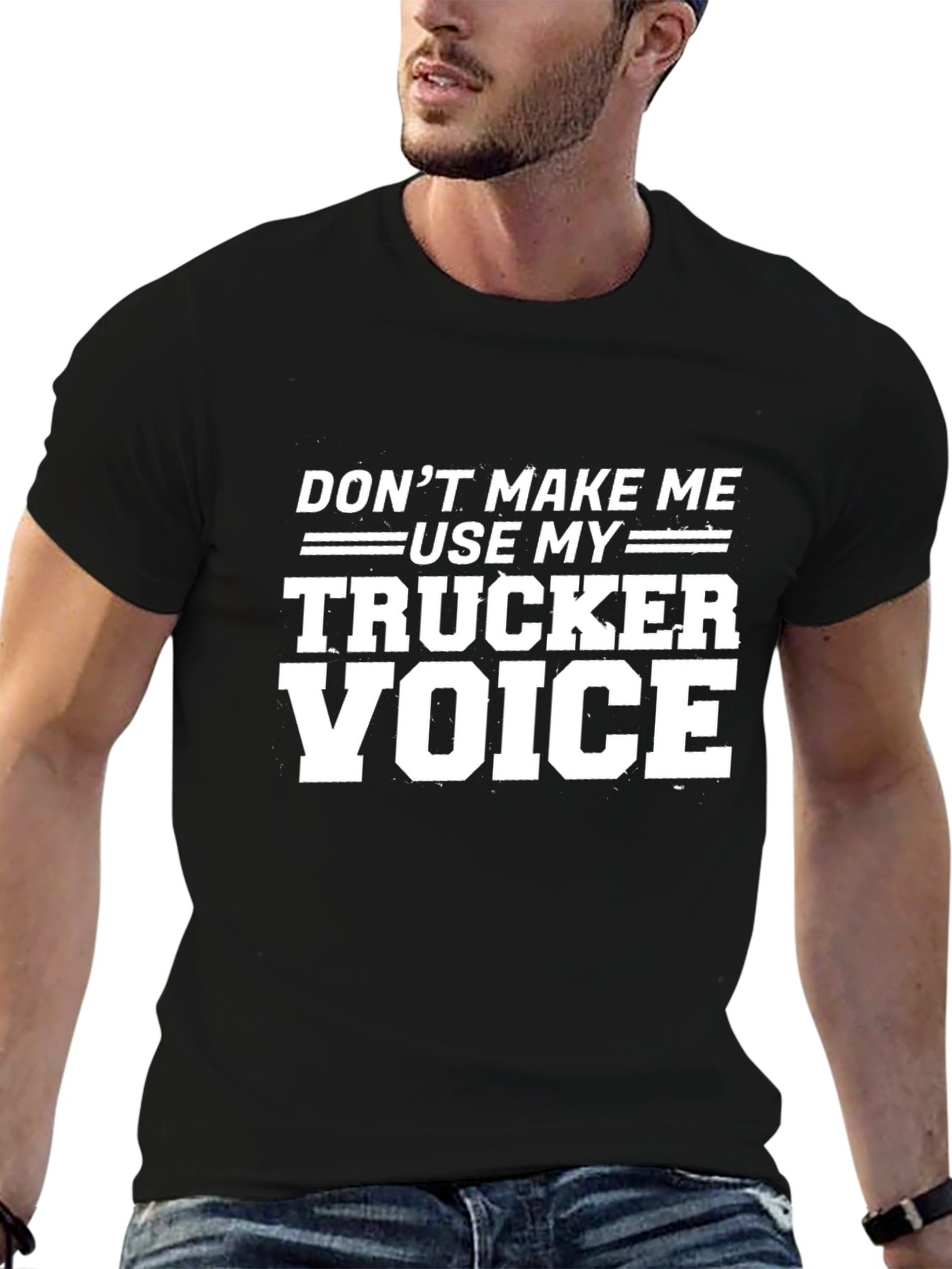 Black Trucker Voice T-Shirt - Funny Novelty Tee view 6