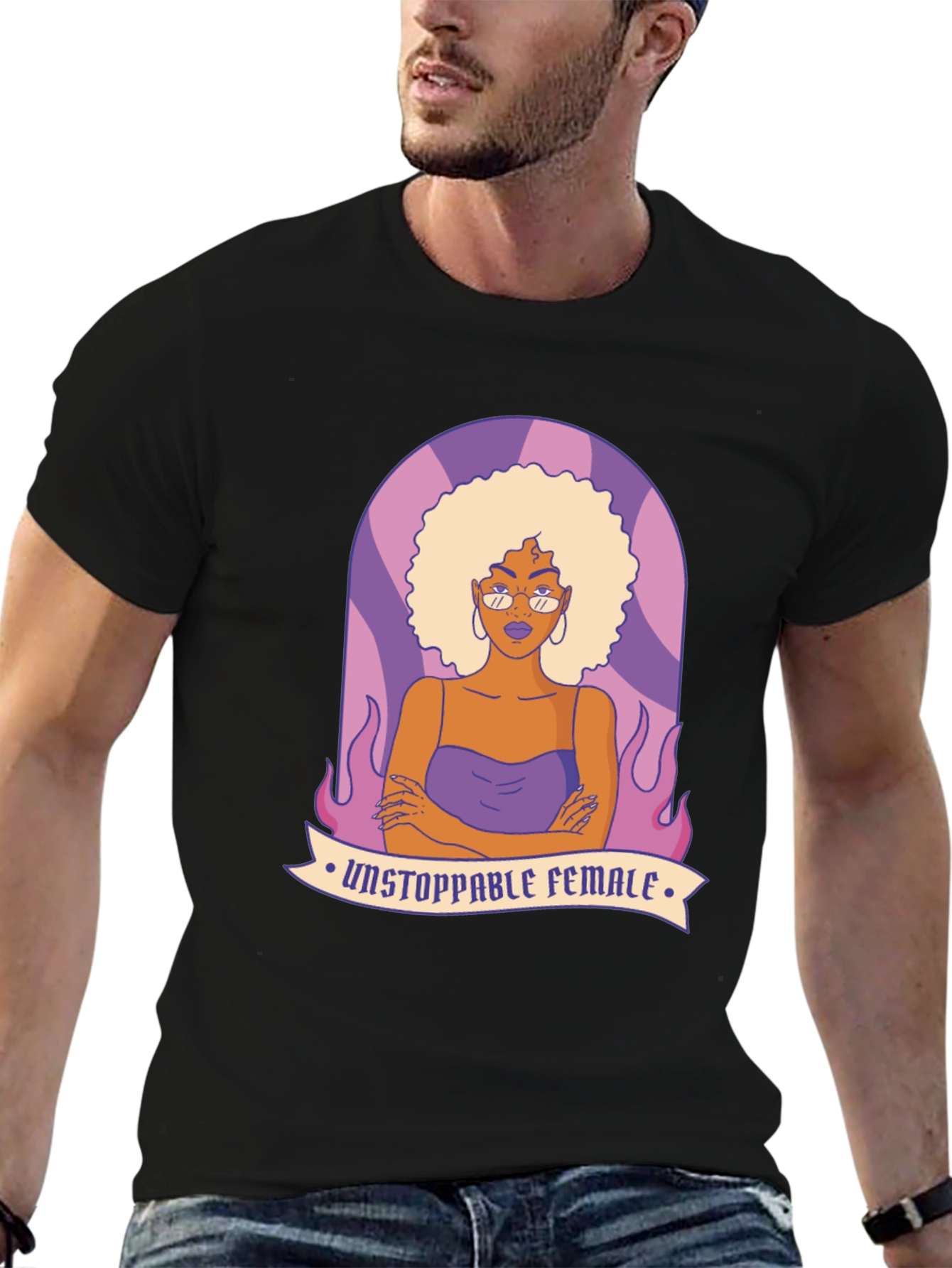 Black Unstoppable Female Graphic Tee - Black Cotton Blend view 6