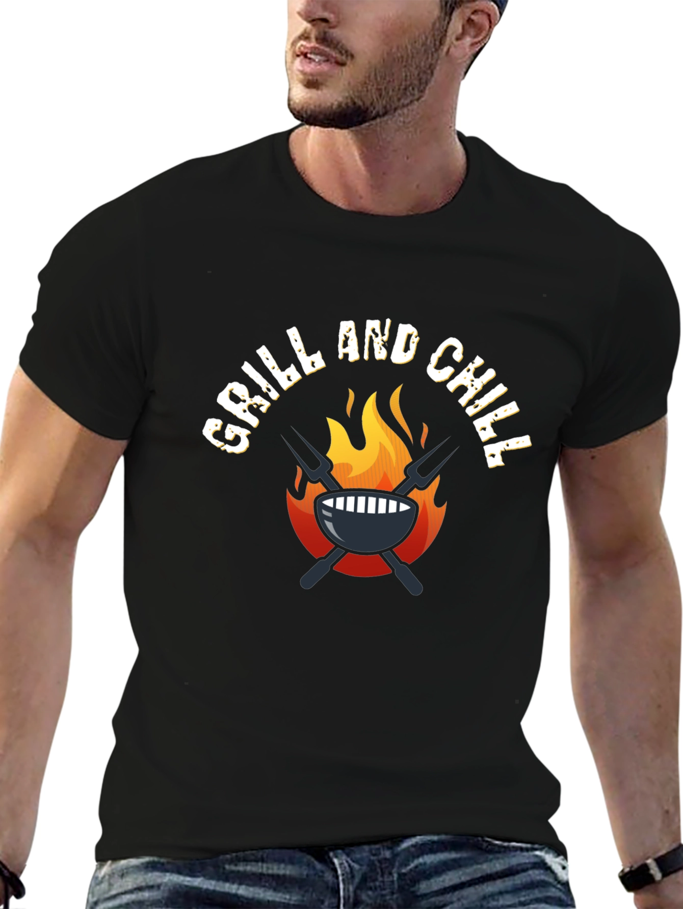 Black Grill and Chill Black T-Shirt view 6