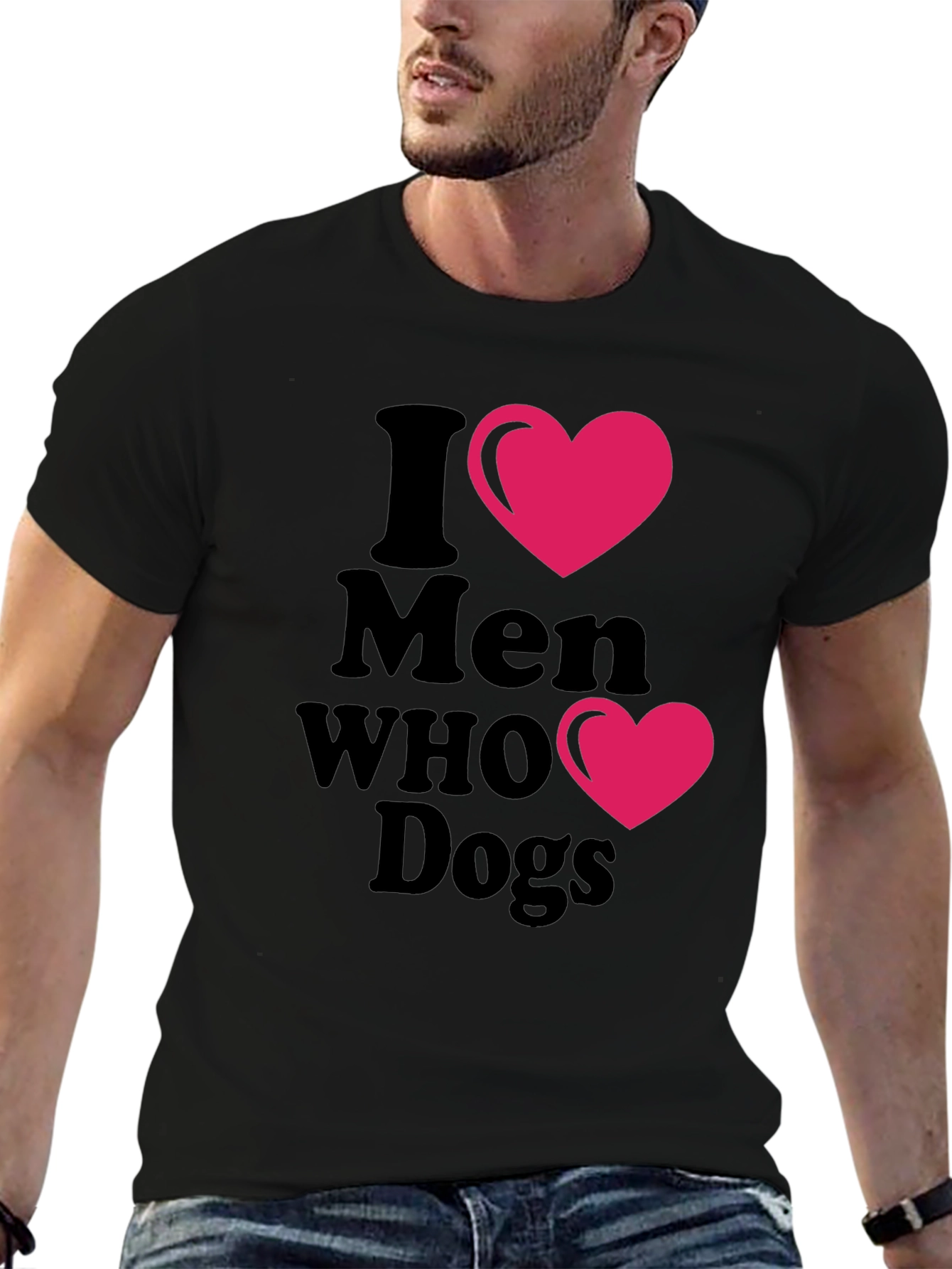 Black I Heart Men Who Love Dogs T-Shirt view 6