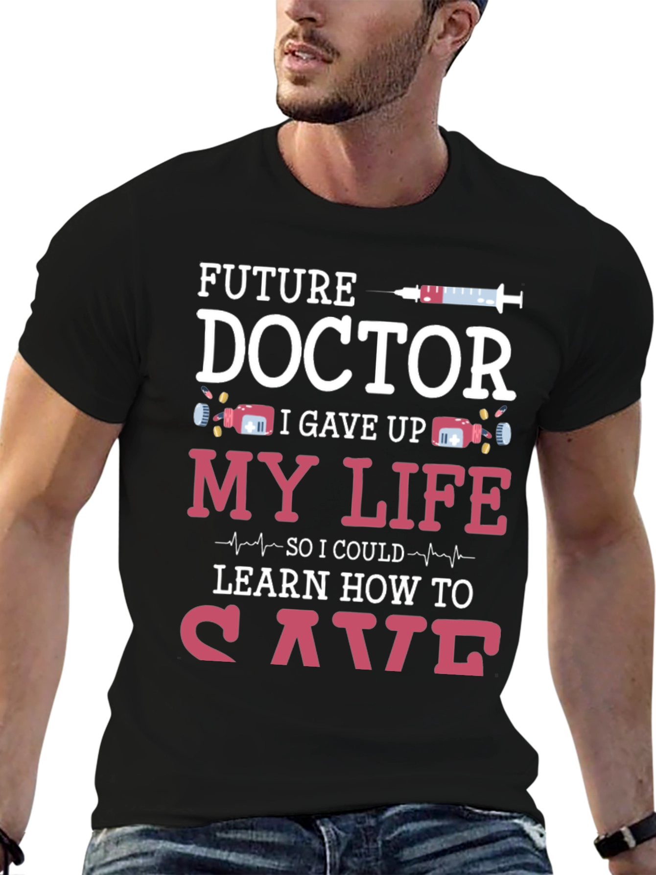 Black Future Doctor T-Shirt Funny Medical Student Tee view 6