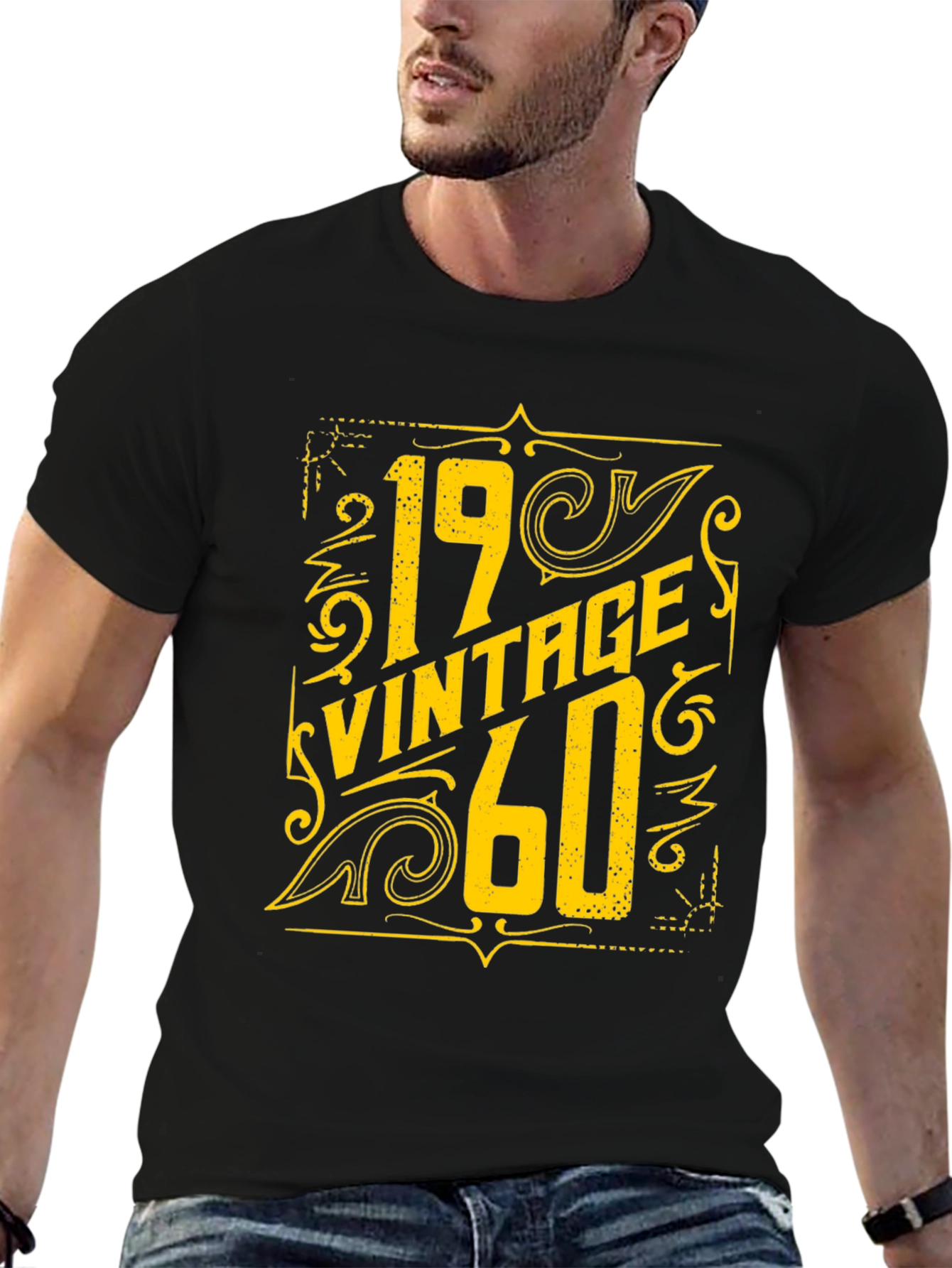 Black Vintage 1960 T-Shirt - Retro Birthday Gift Tee view 6