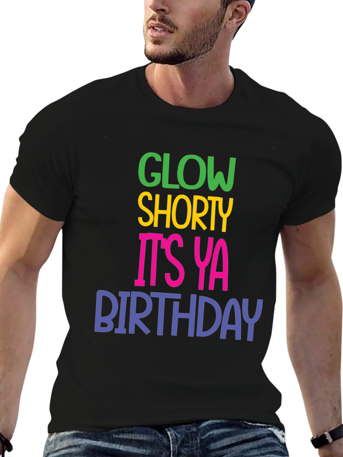 Black Glow Shorty Birthday Graphic T-Shirt view 6