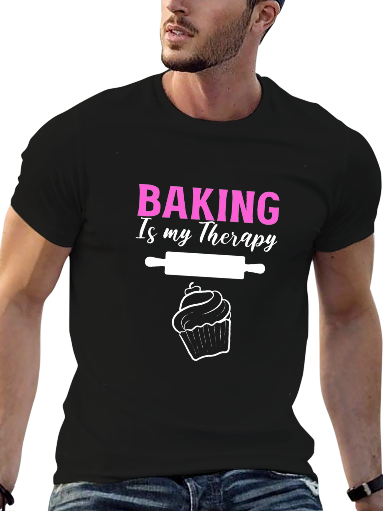 Black Baking is My Therapy T-Shirt - Unisex view 6