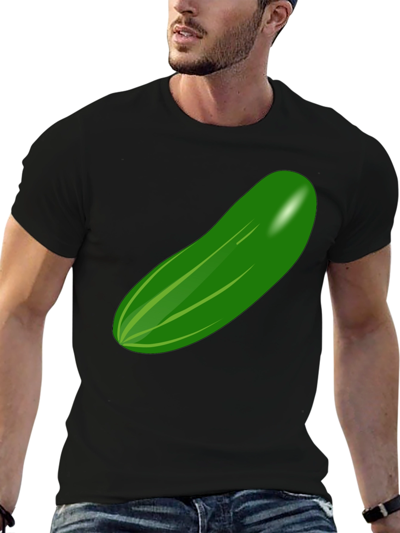 Black Cucumber Graphic T-Shirt - Quirky and Fun Design view 6