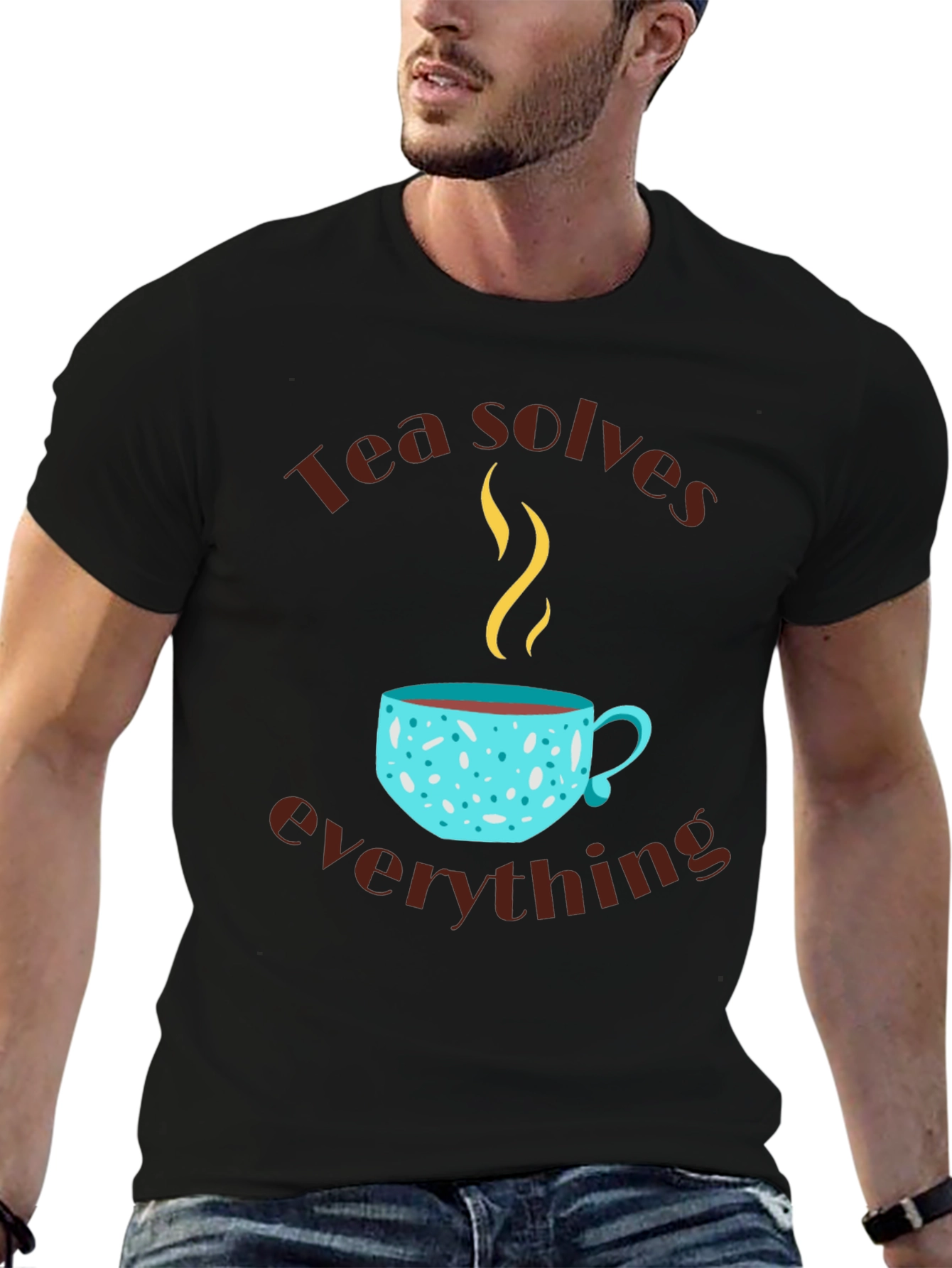 Black Tea Solves Everything Graphic T-Shirt view 6