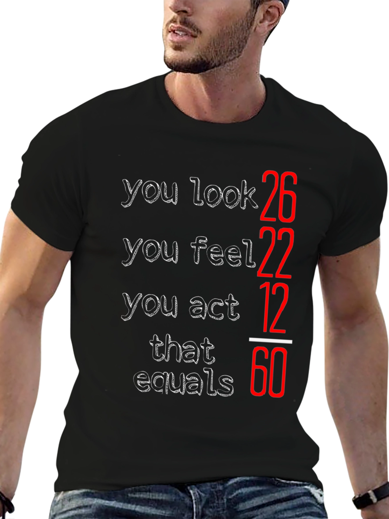Black Humorous Age Equation Black T-Shirt view 6