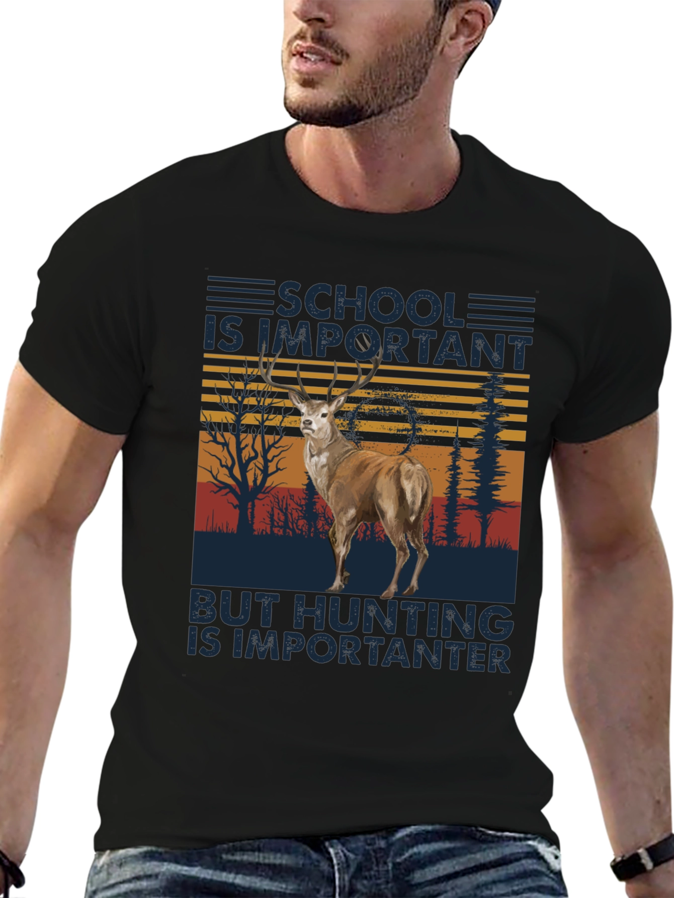 Black School Important Hunting Importanter Tee view 6