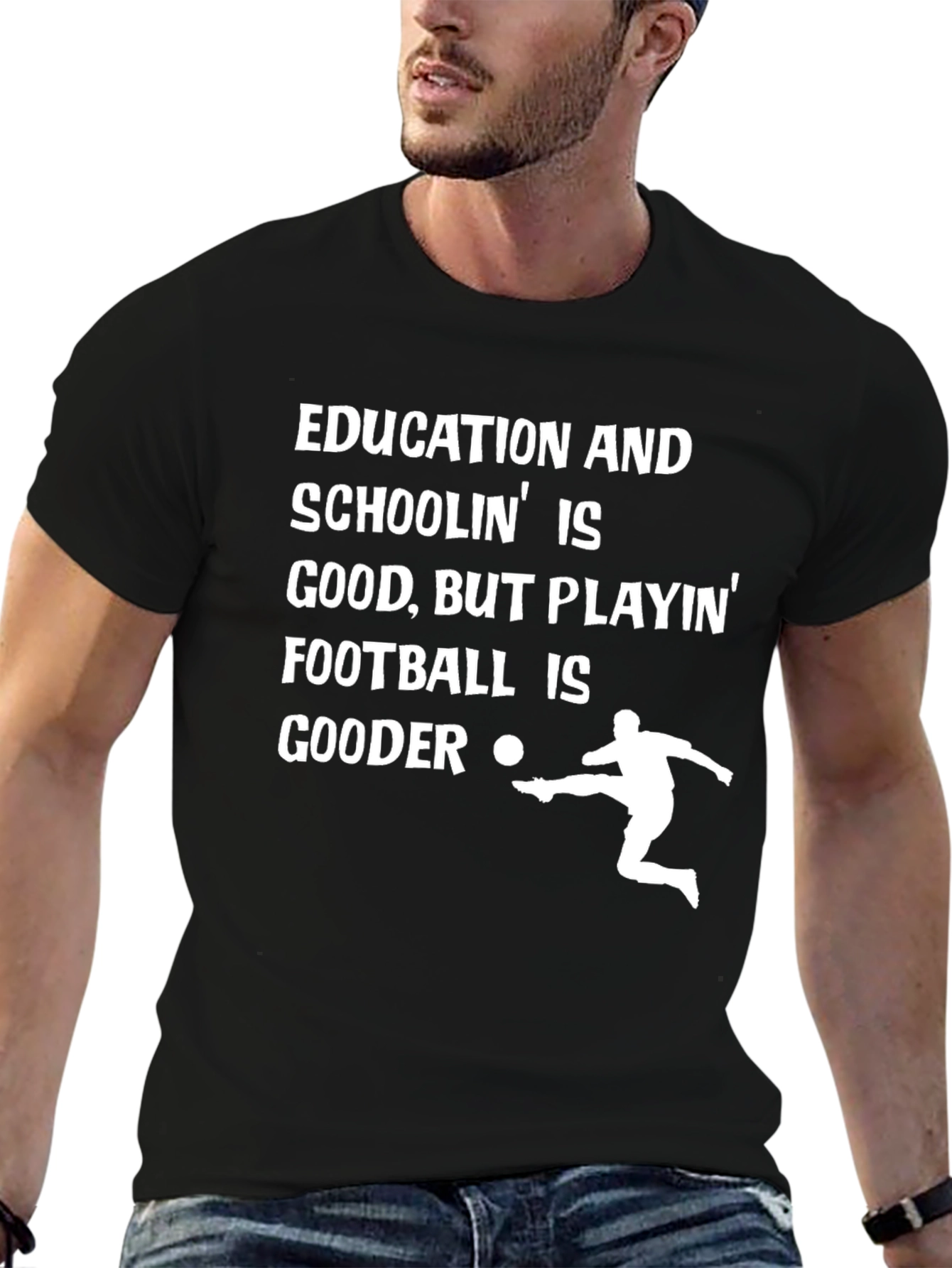 Black Football Is Gooder Graphic Tee view 6