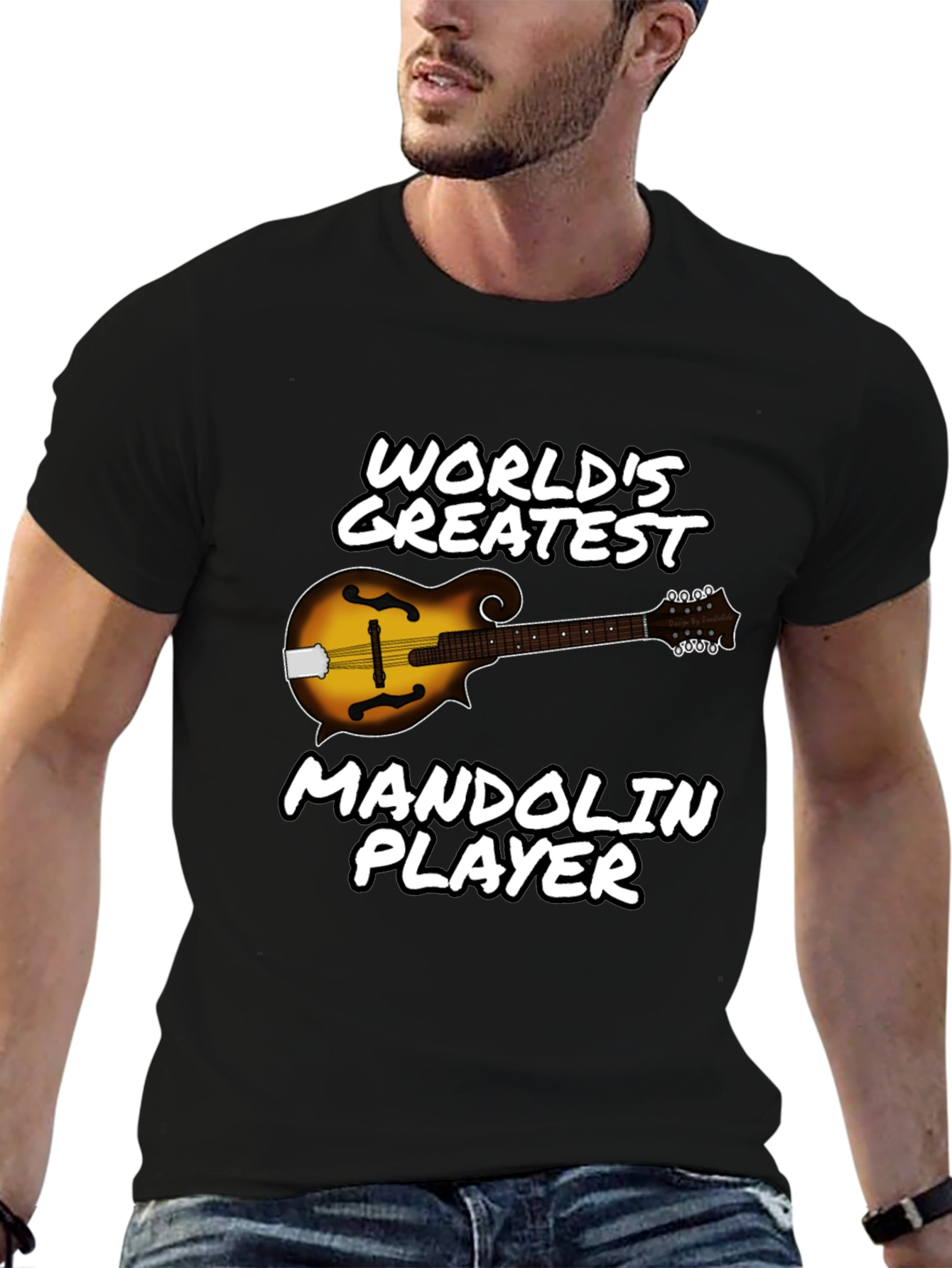 Black World's Greatest Mandolin Player T-Shirt view 6