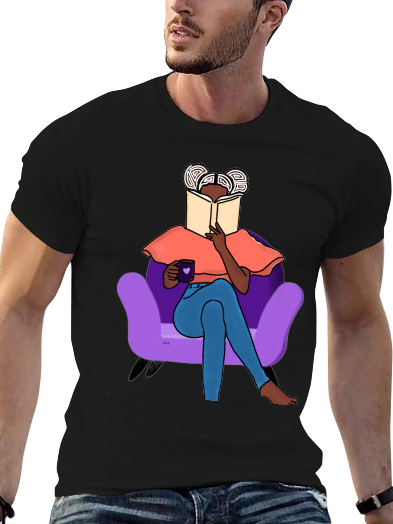 Black Cozy Reading T-Shirt - Book Lover's Tee view 6