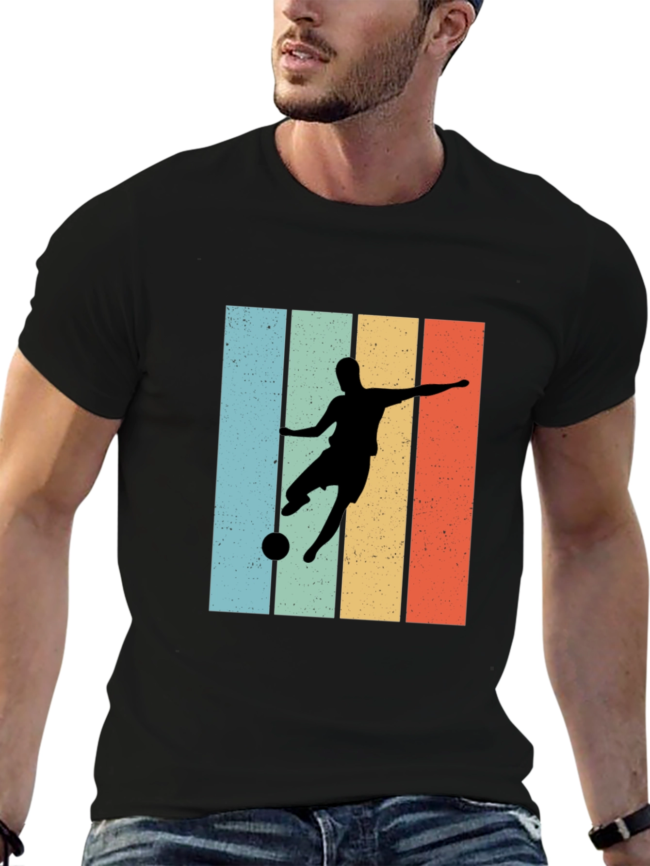 Black Retro Soccer Player Graphic Tee - Cool Casual Style view 6