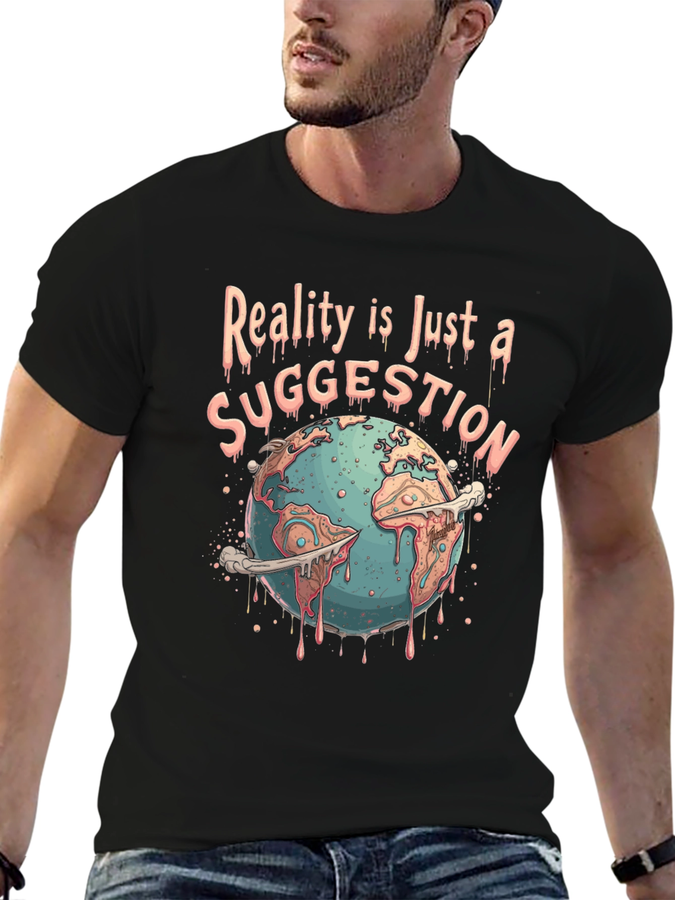 Black Reality Suggestion Graphic Tee - Earth Melting view 6